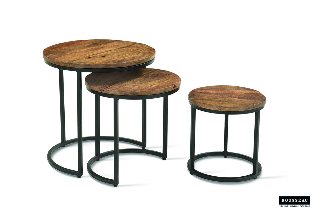 Bijzettafel 'Plano' 3-delig Mango hout