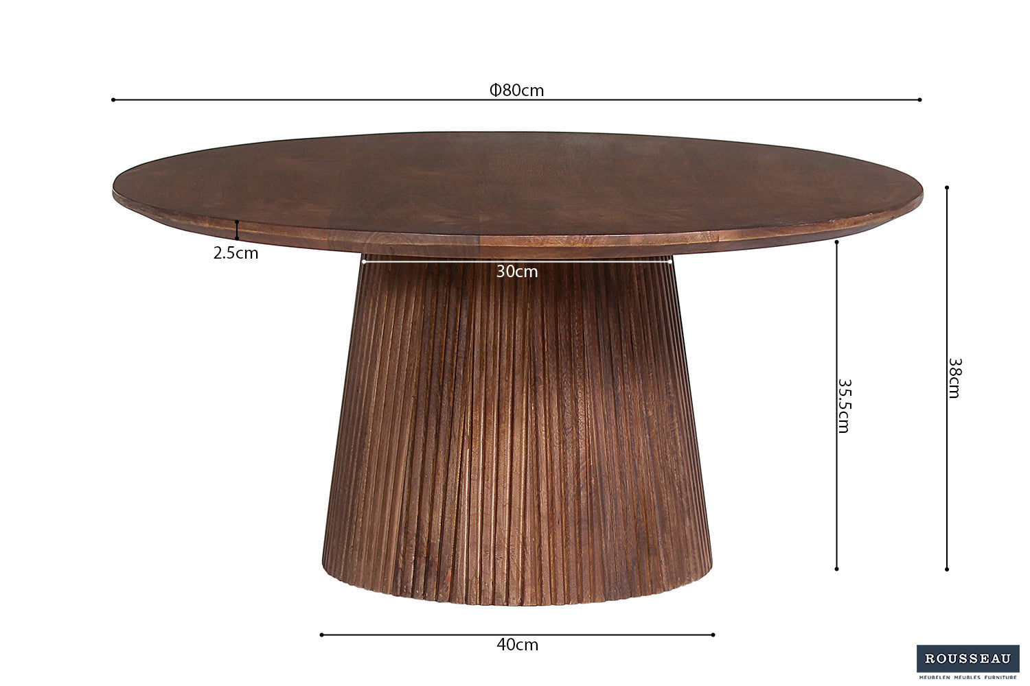 Salontafel 'Miguel' 80 cm Rond Mango hout Lichtbruin