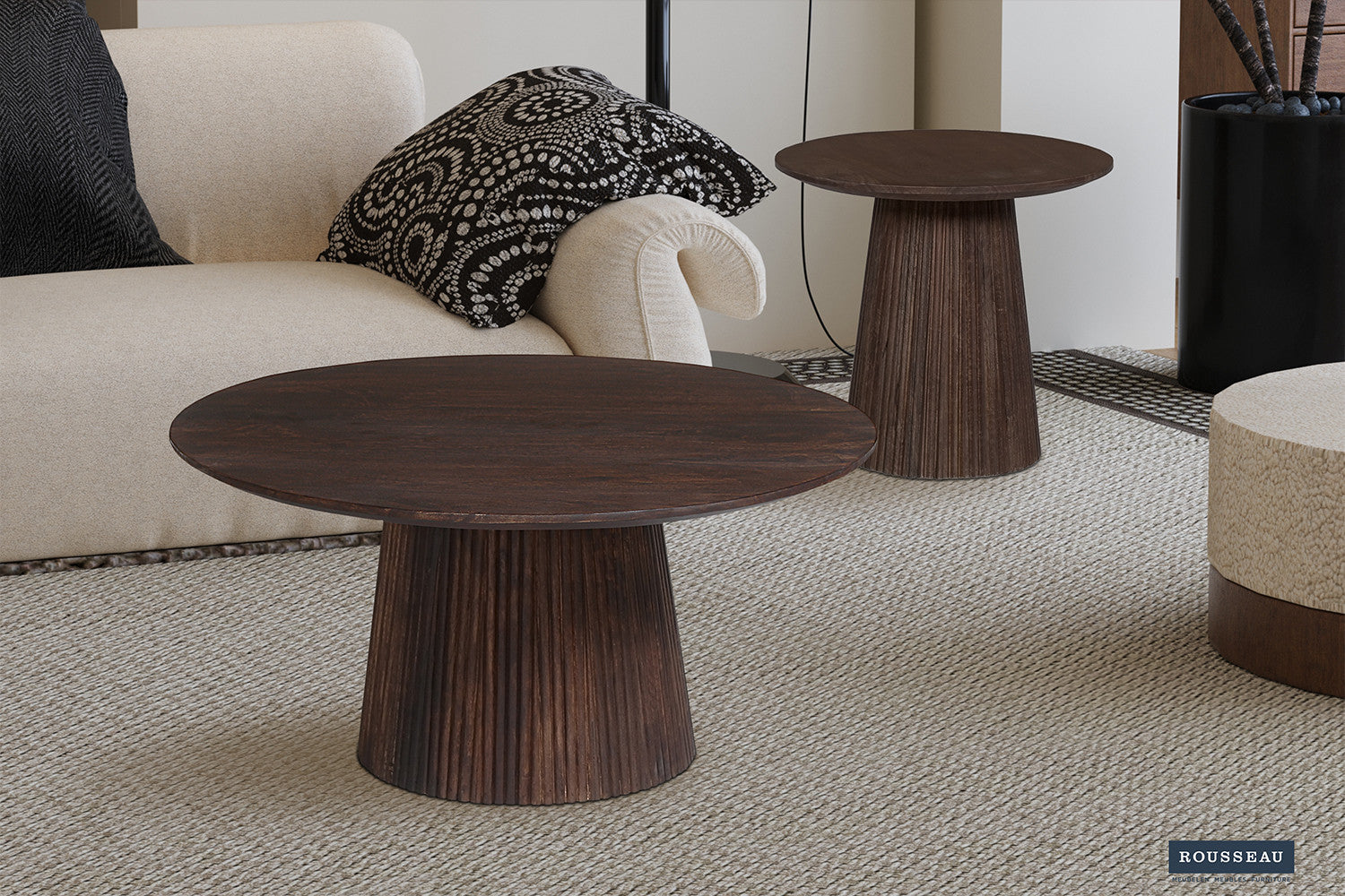 Salontafel 'Miguel' 80 cm Rond Mango hout Donkerbruin