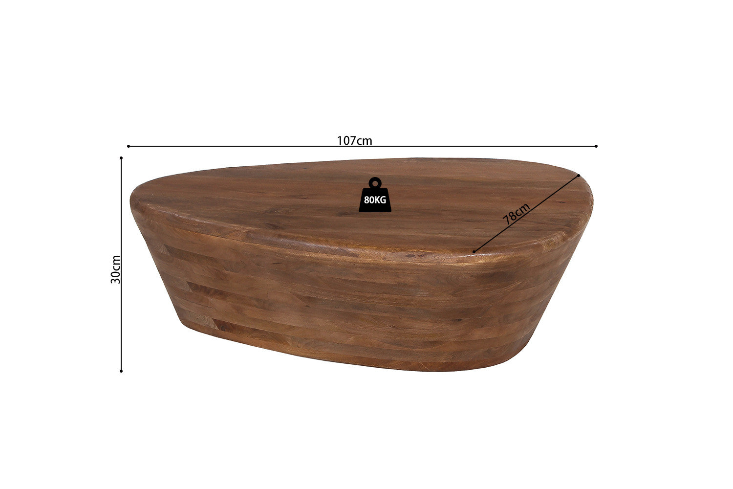 Salontafel 'Evan' Mango hout Lichtbruin