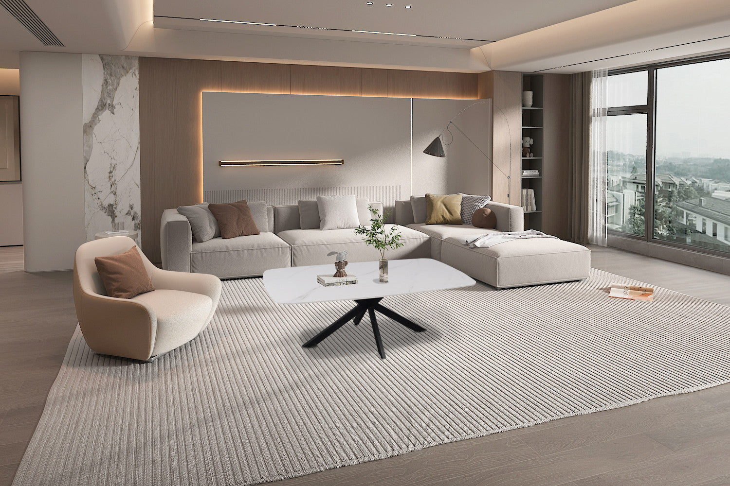 Salontafel Apollo 130 cm Deens Ovaal Steen Wit