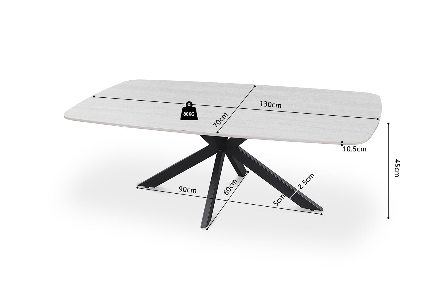 Salontafel 'Apollo' 130 cm Deens Ovaal Steen Baroque Grijs