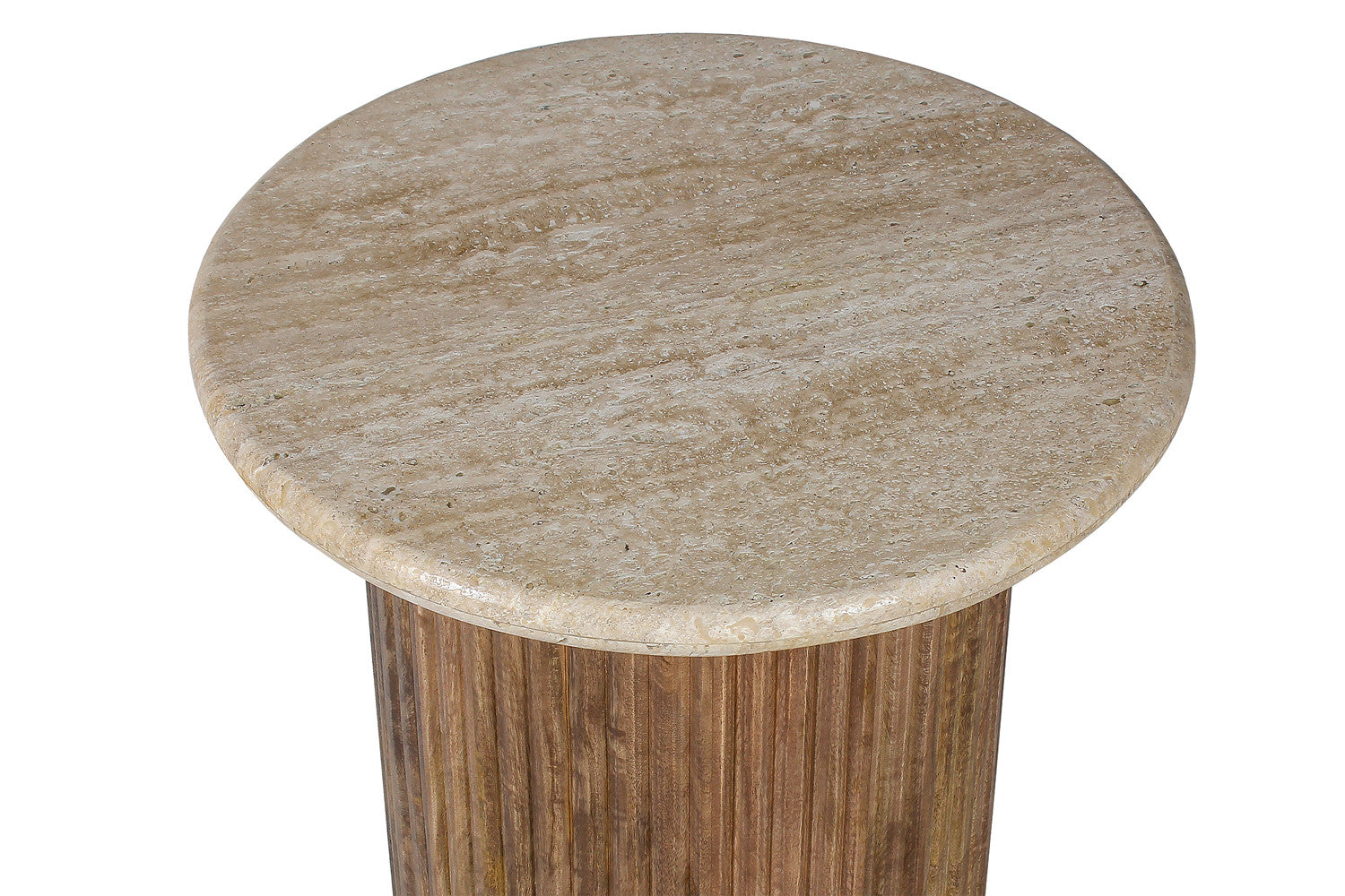 Bijzettafel Louis 50 cm Mango hout met Travertin Beige