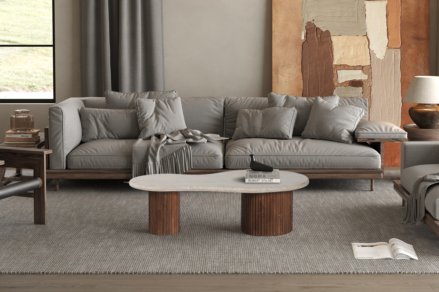 Salontafel Marlon 120 cm Travertin Beige