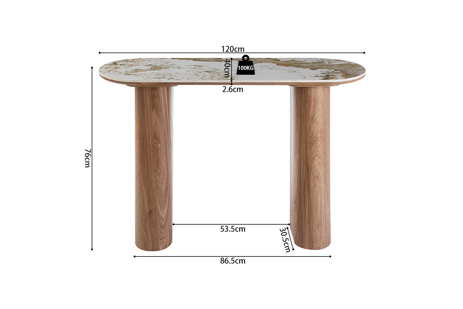 Console 'Evora'  Glanzend Steen Pandora goudbruin
