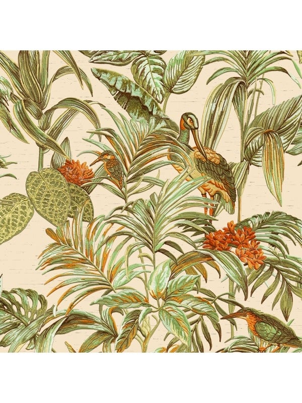 Behang Wallstitch bird of paradise green
