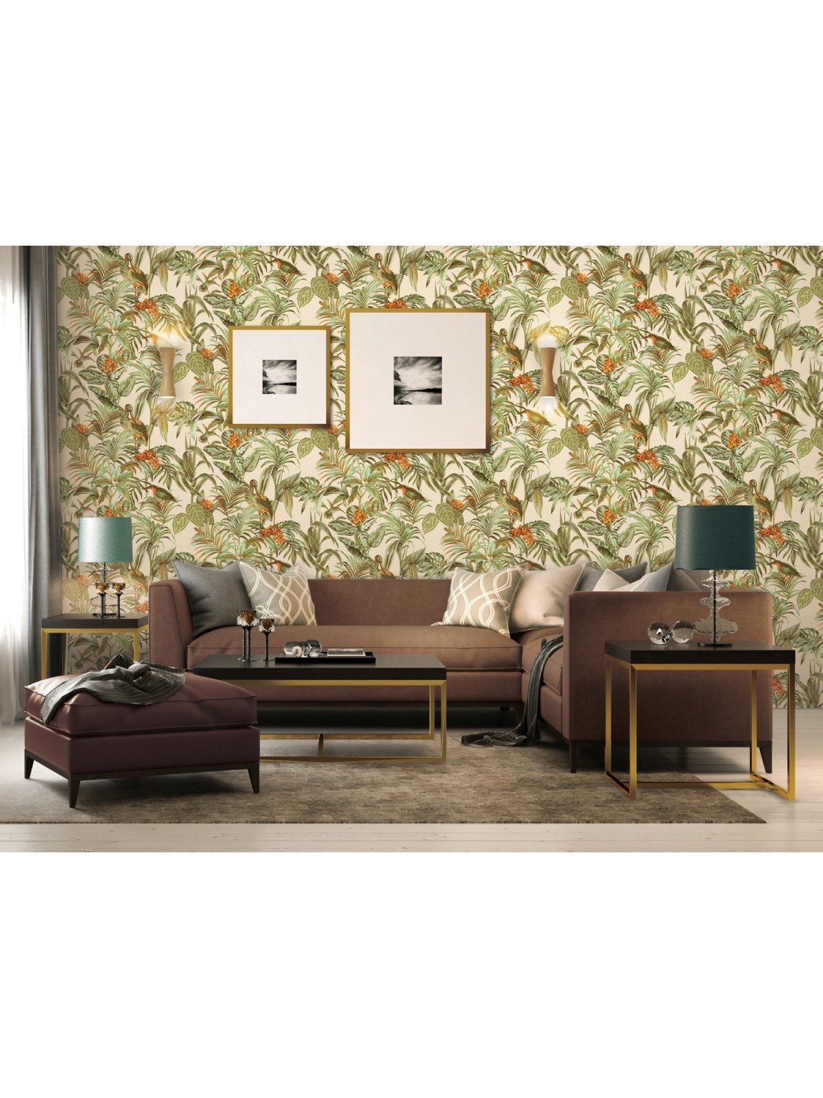 Behang Wallstitch bird of paradise green