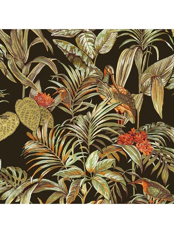 Behang Wallstitch bird of paradise black