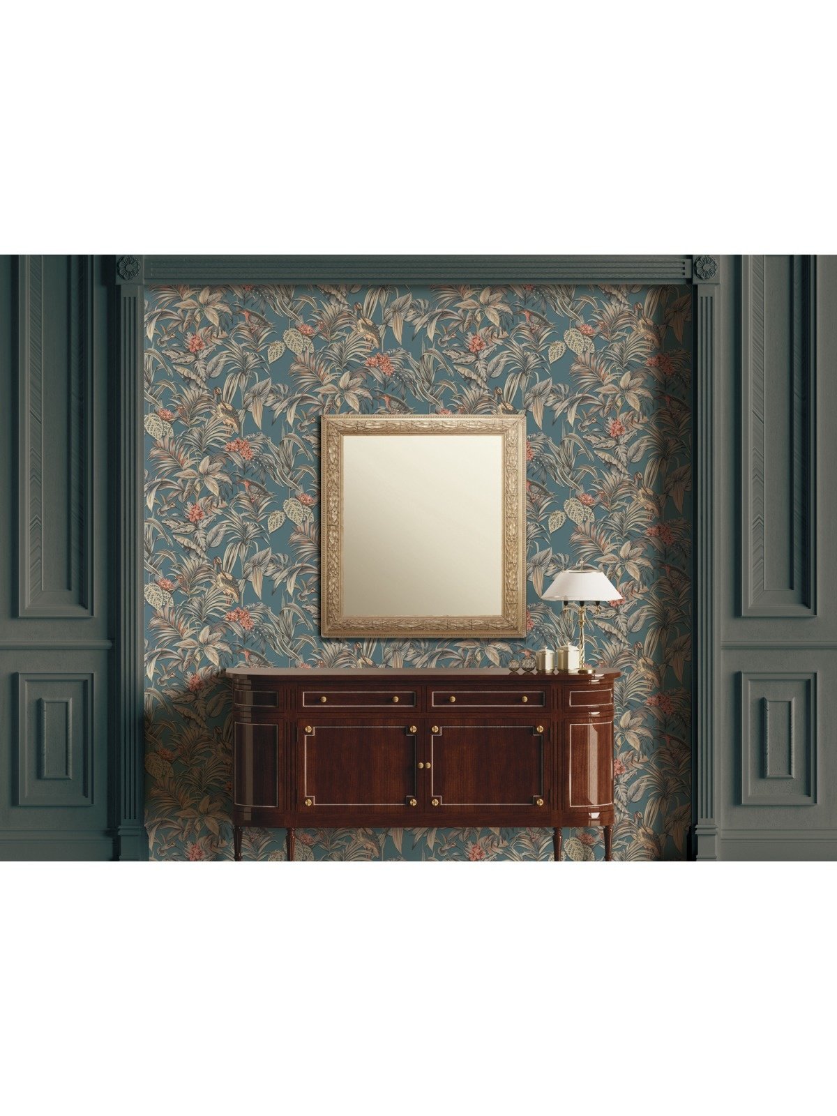 Behang Wallstitch bird of paradise blue