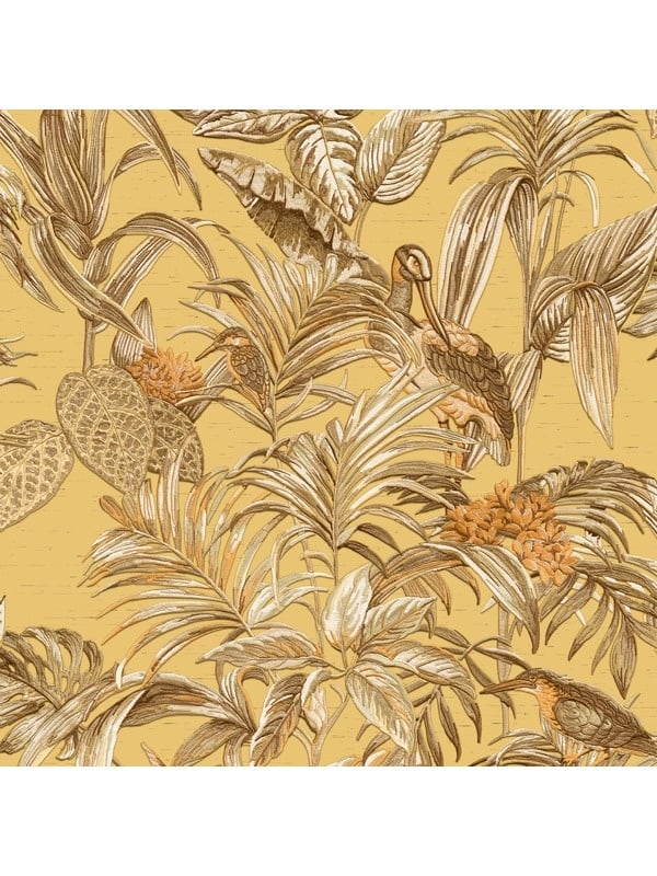 Behang Embellish bird of paradise mustard