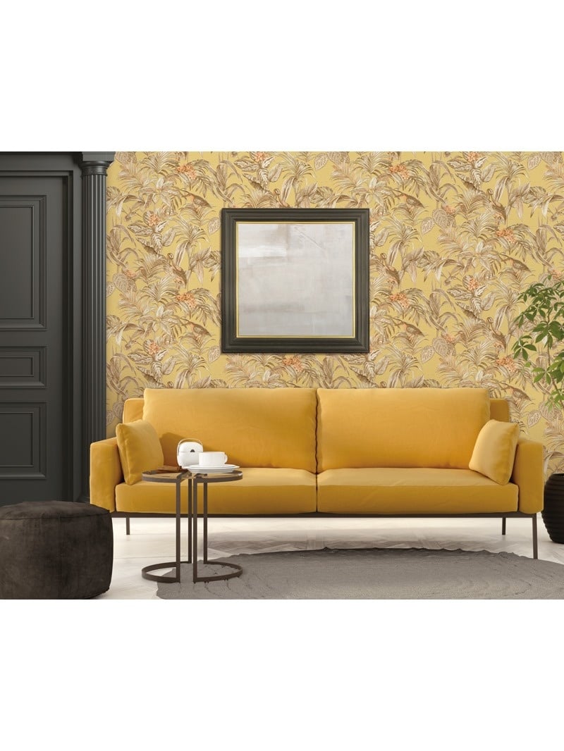 Behang Embellish bird of paradise mustard