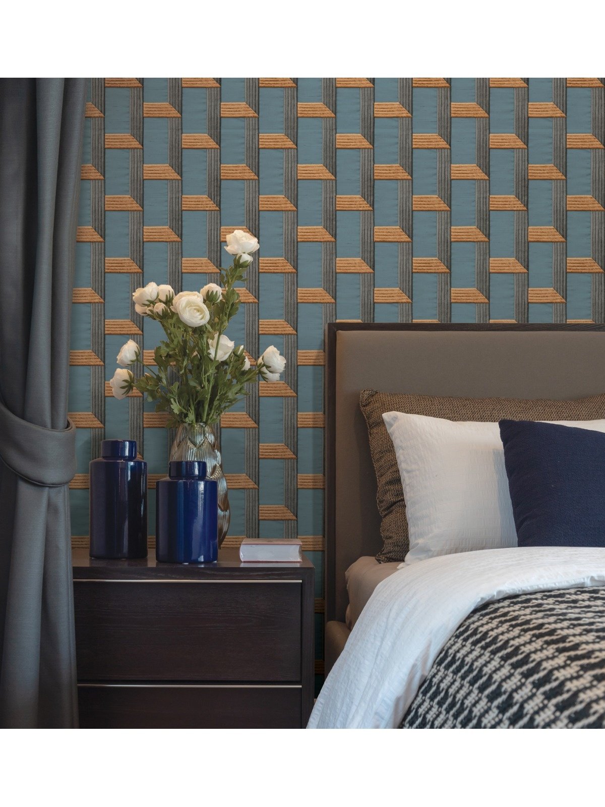 Behang Wallstitch design blue