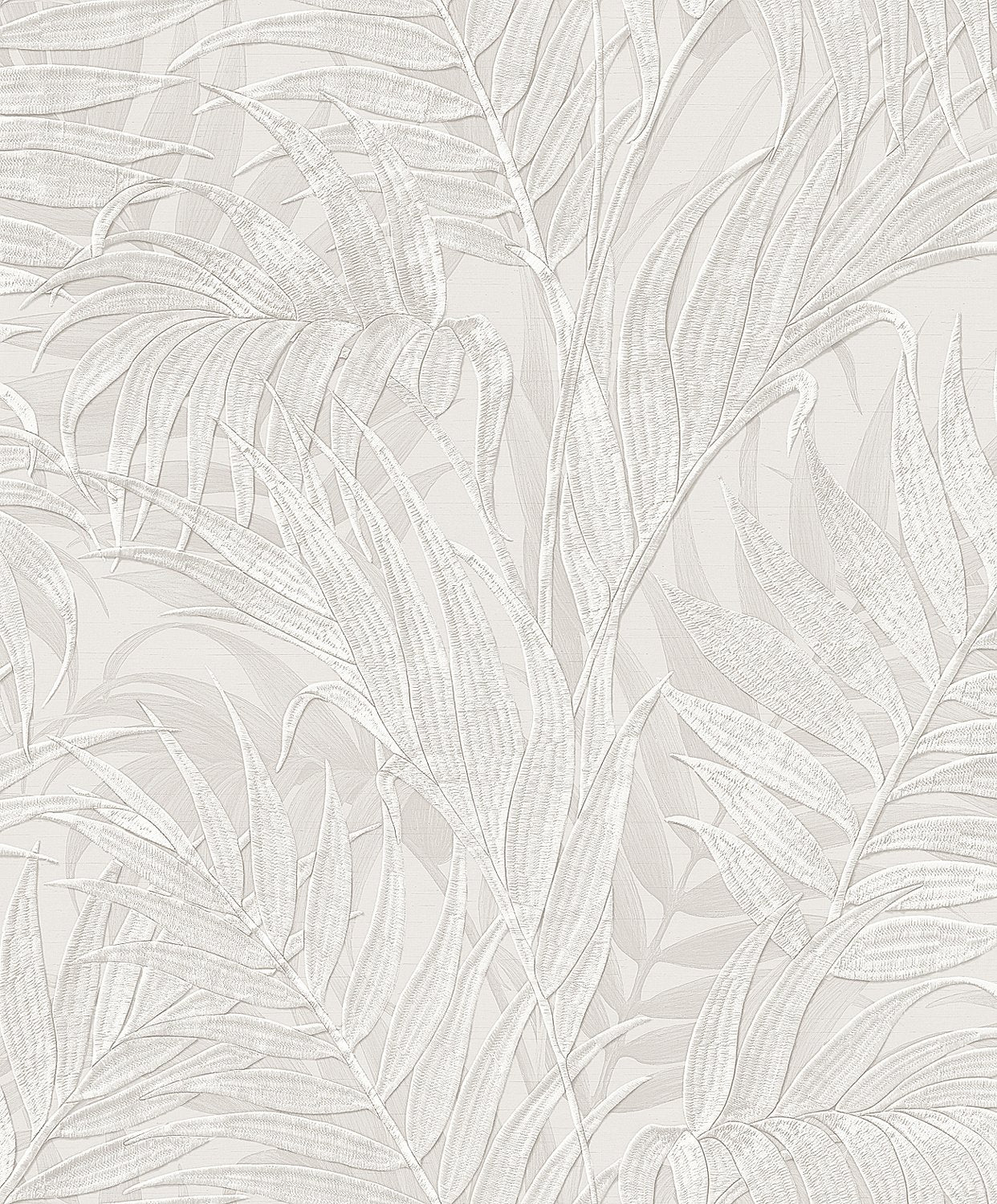 Behang Grace Tropical palm leaf silver