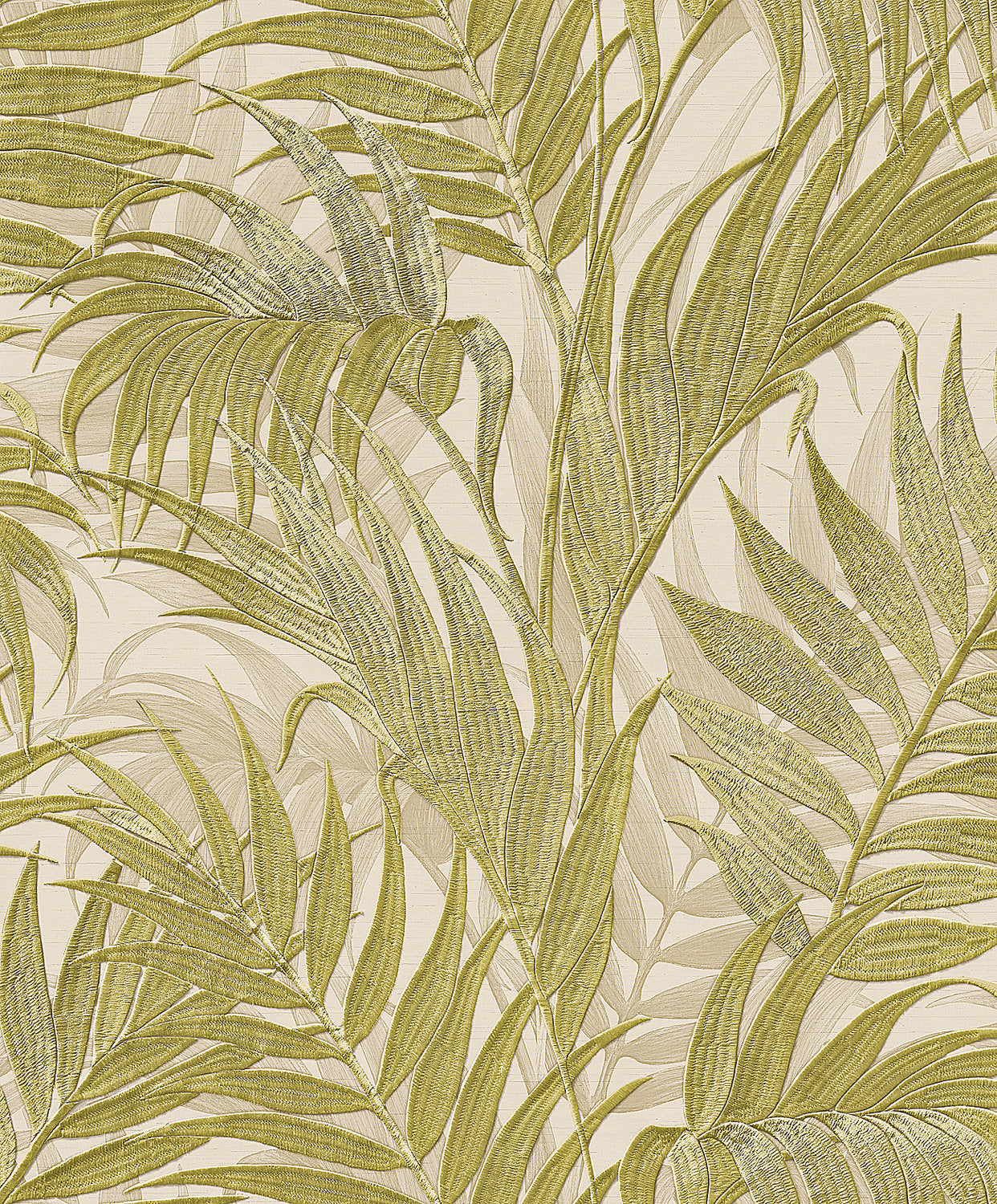 Behang Grace Tropical palm leaf beige/grn