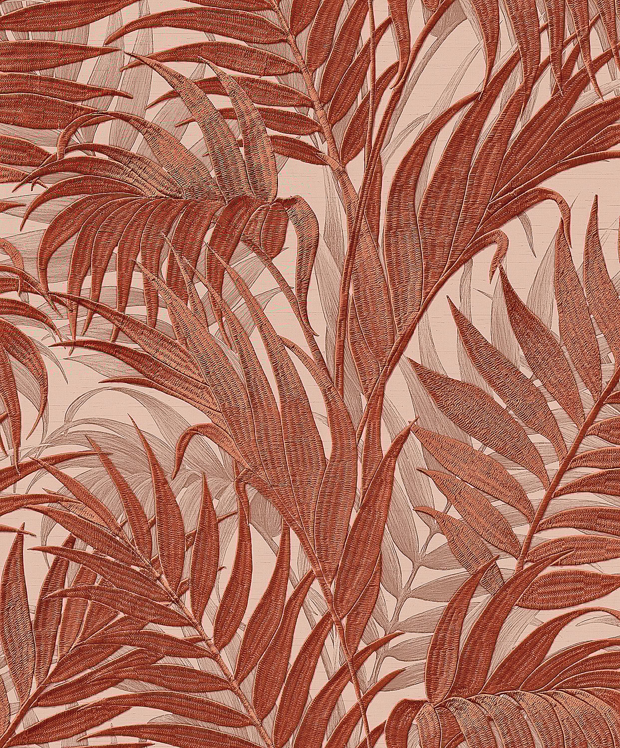Behang Grace Tropical palm leaf orange/beige