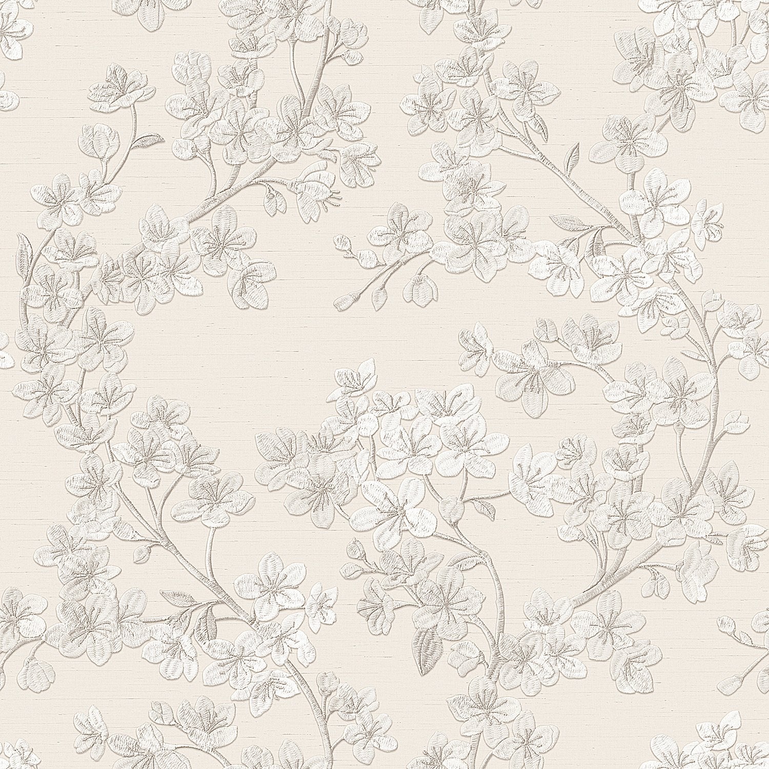 Behang Grace Cherry blossom silver