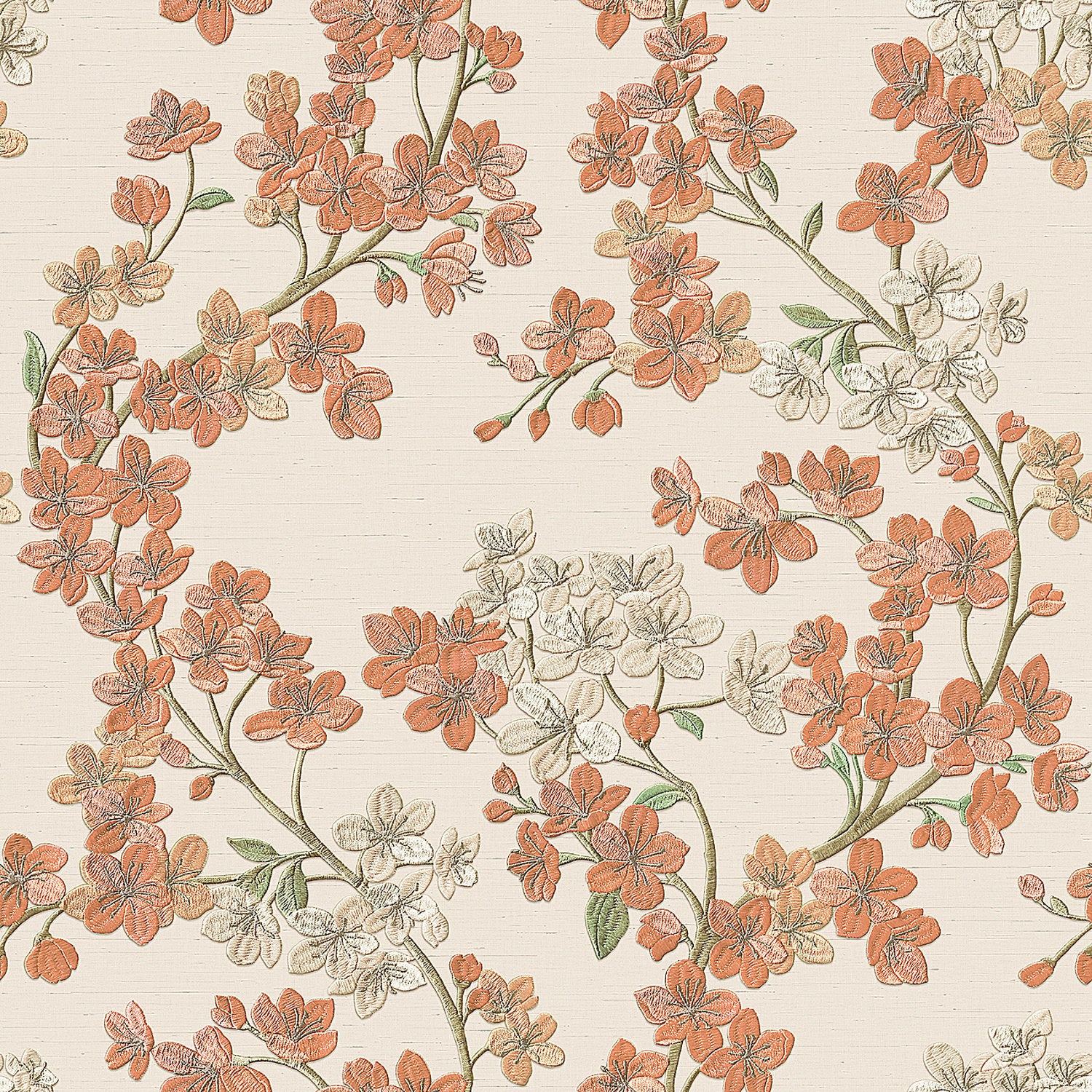 Behang Grace Cherry blossom orange