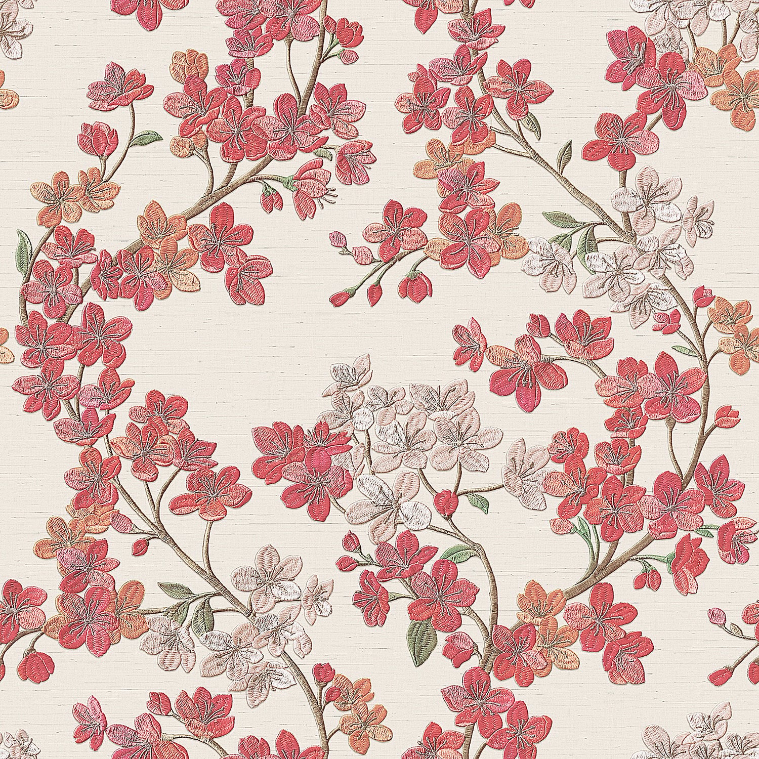 Behang Grace Cherry blossom cream/red