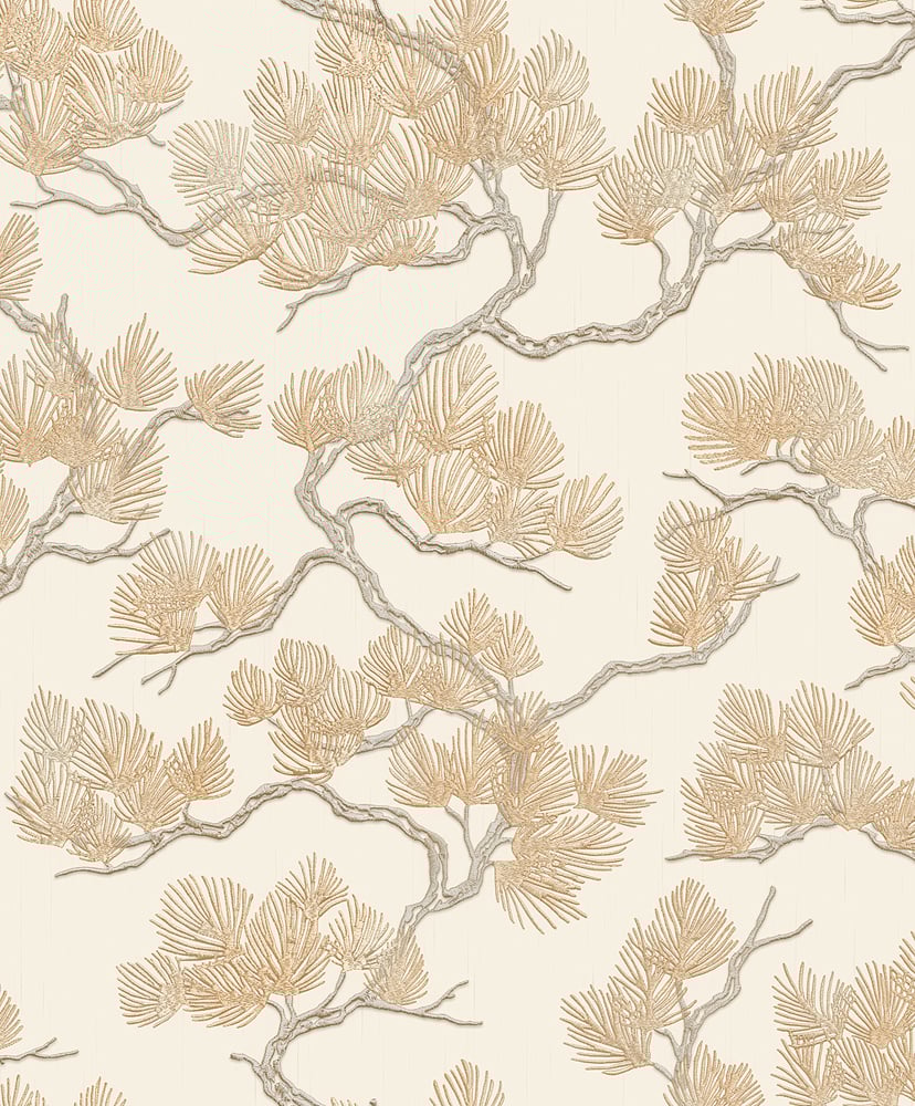 Behang Wall Fabric pine tree cream