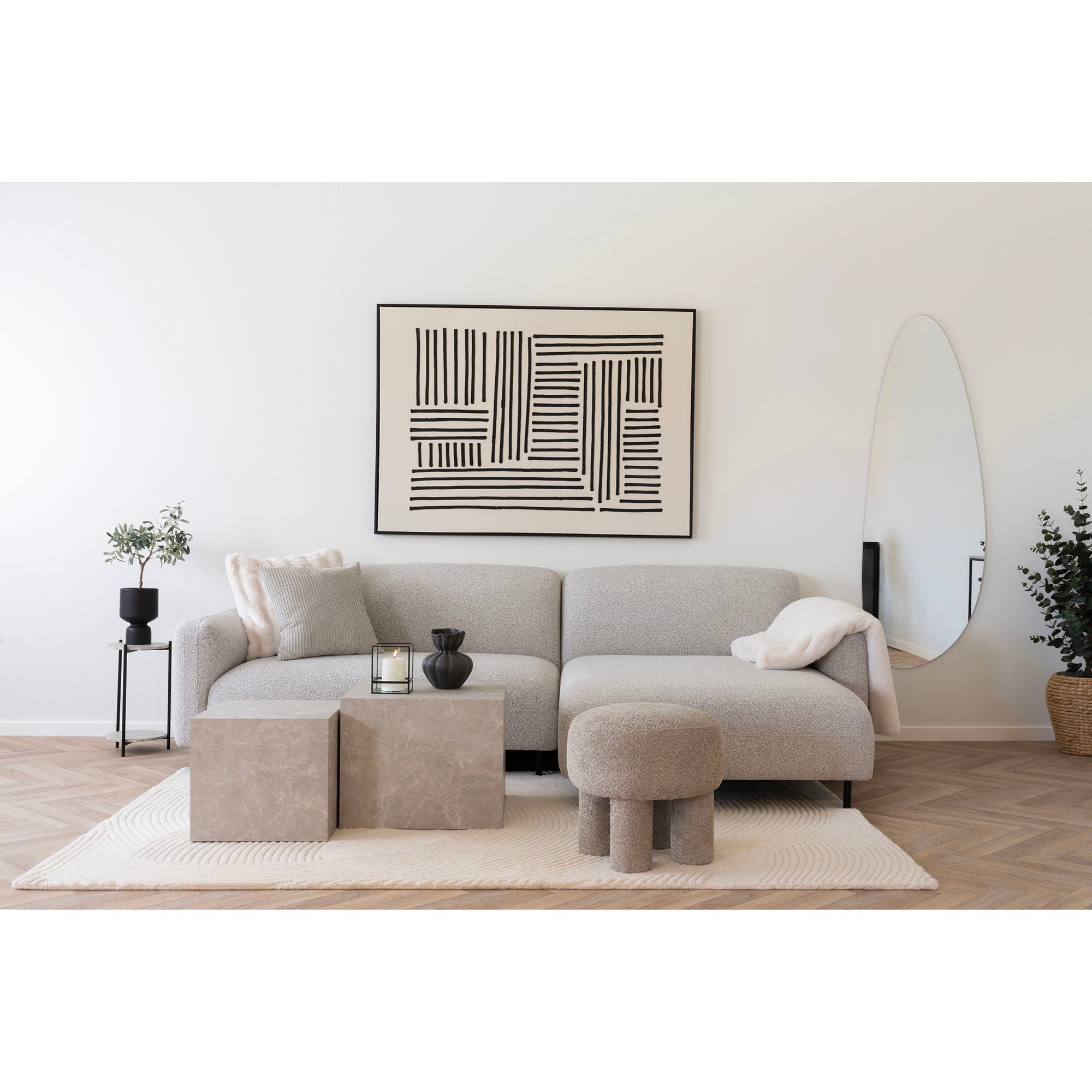 Pune vloerkleed getuft in ivoor 160x230 cm
