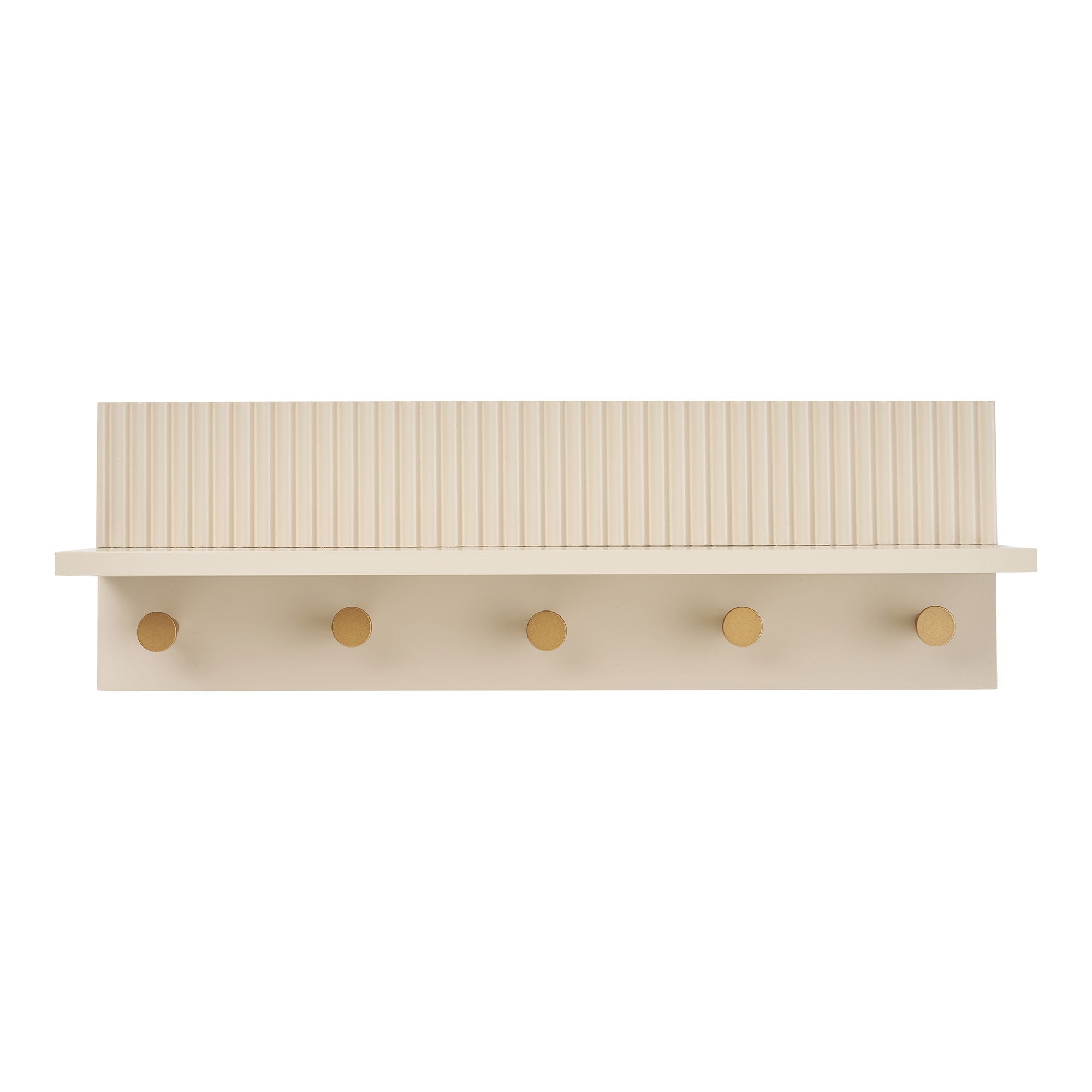 Rocca wandplank met haken beige 50x12x16 cm