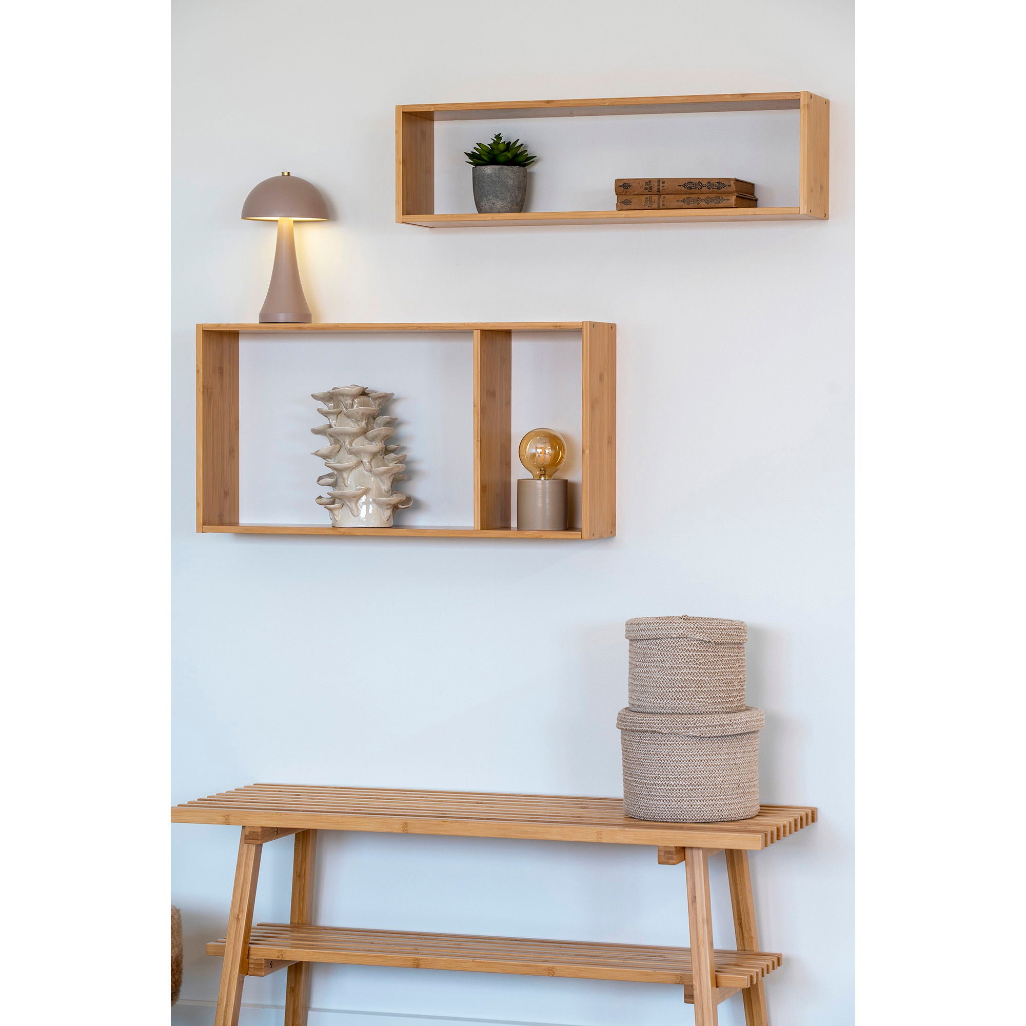 Ember wandplank van bamboo 70x15x35,5 cm
