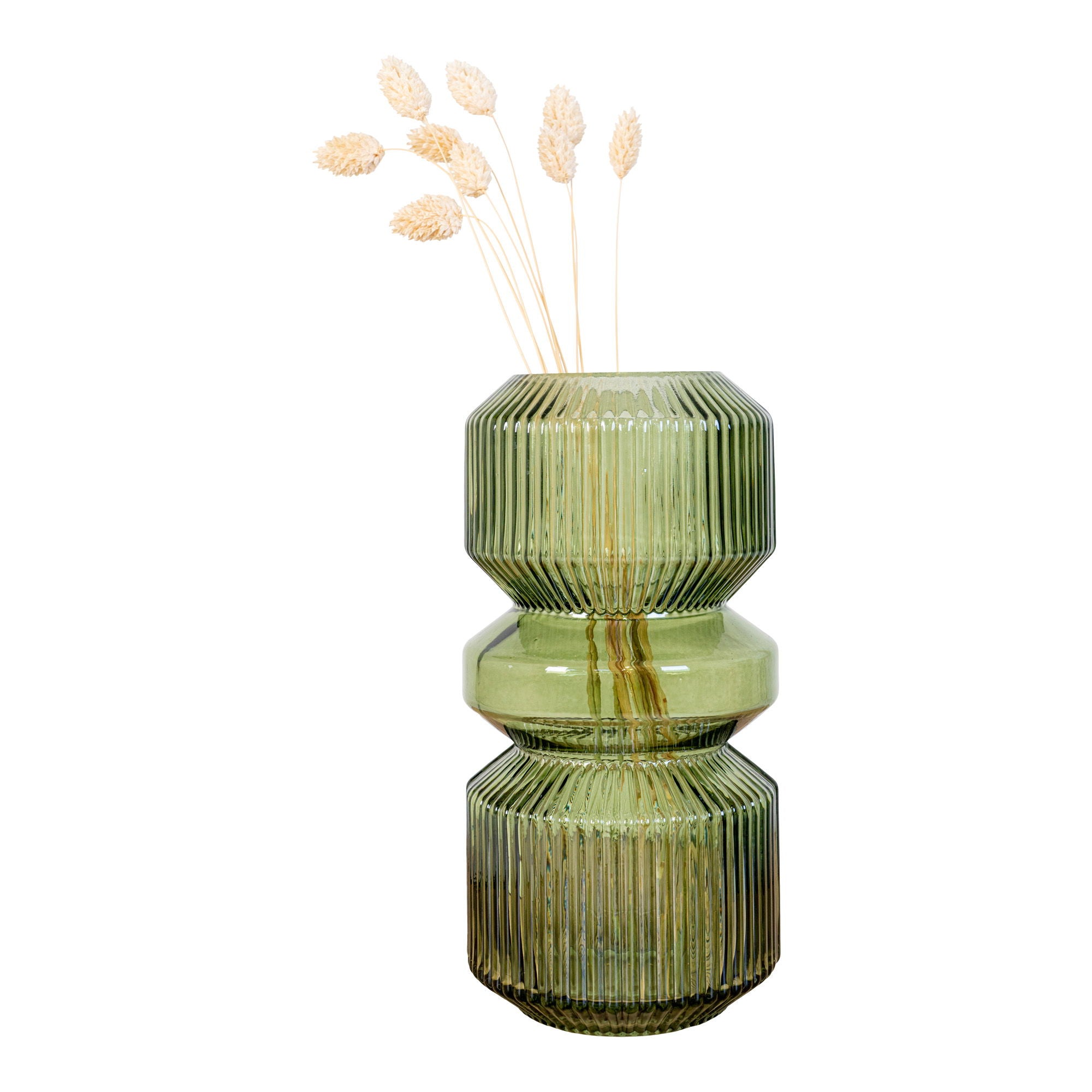 Glazen vaas in groen ø12x25 cm