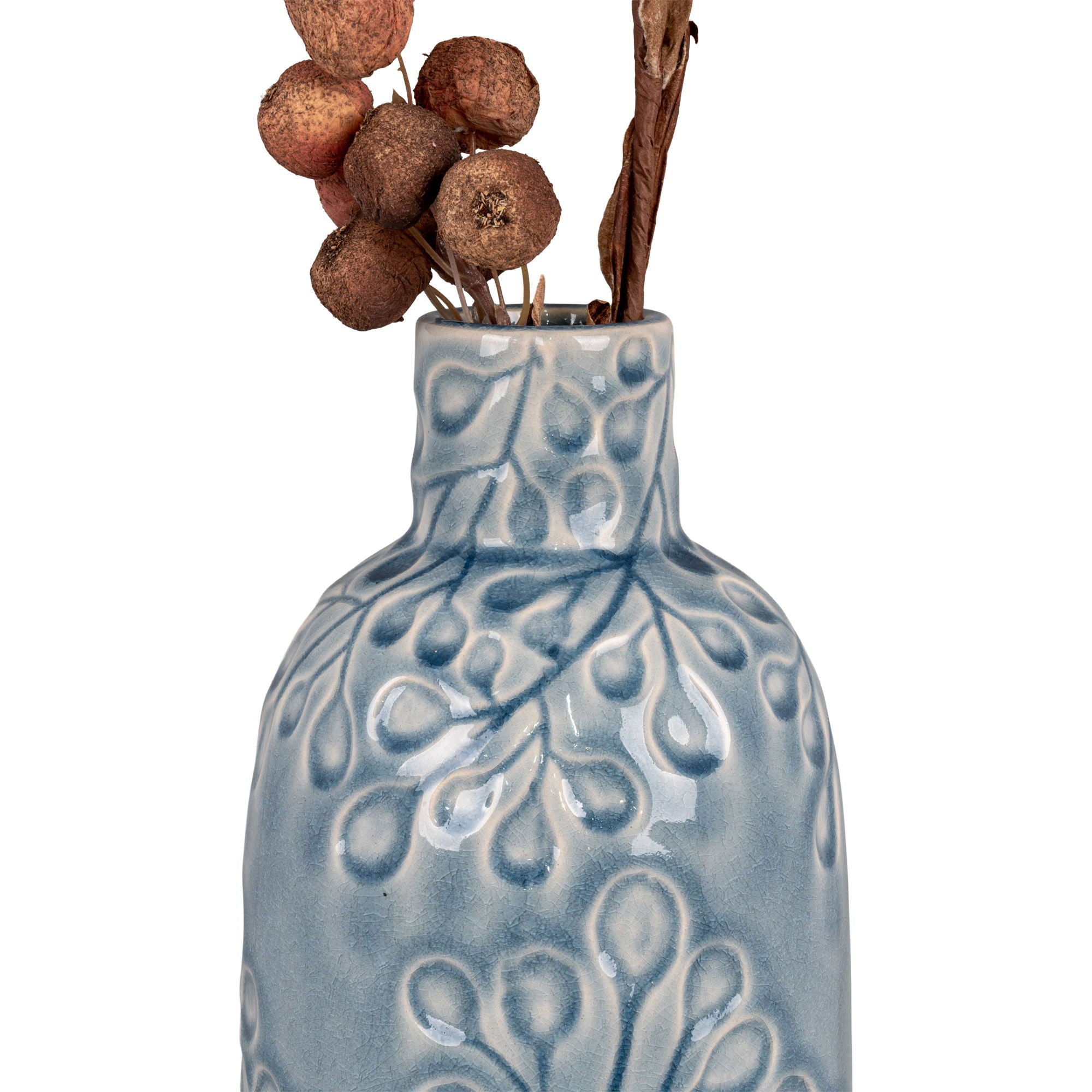 Blauwe keramische vaas ø12x26 cm