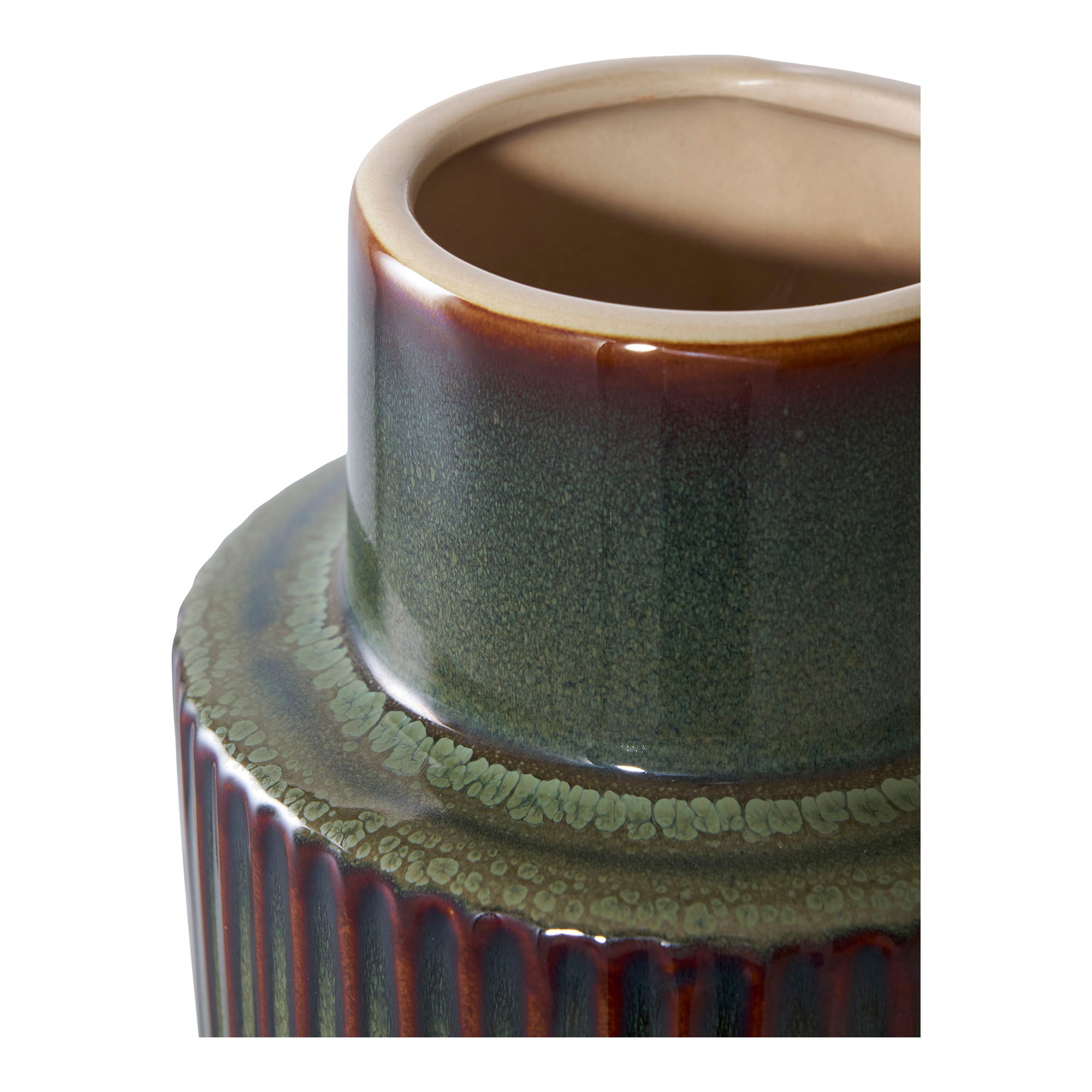 Keramische vaas in groen/bruin ø16x30 cm