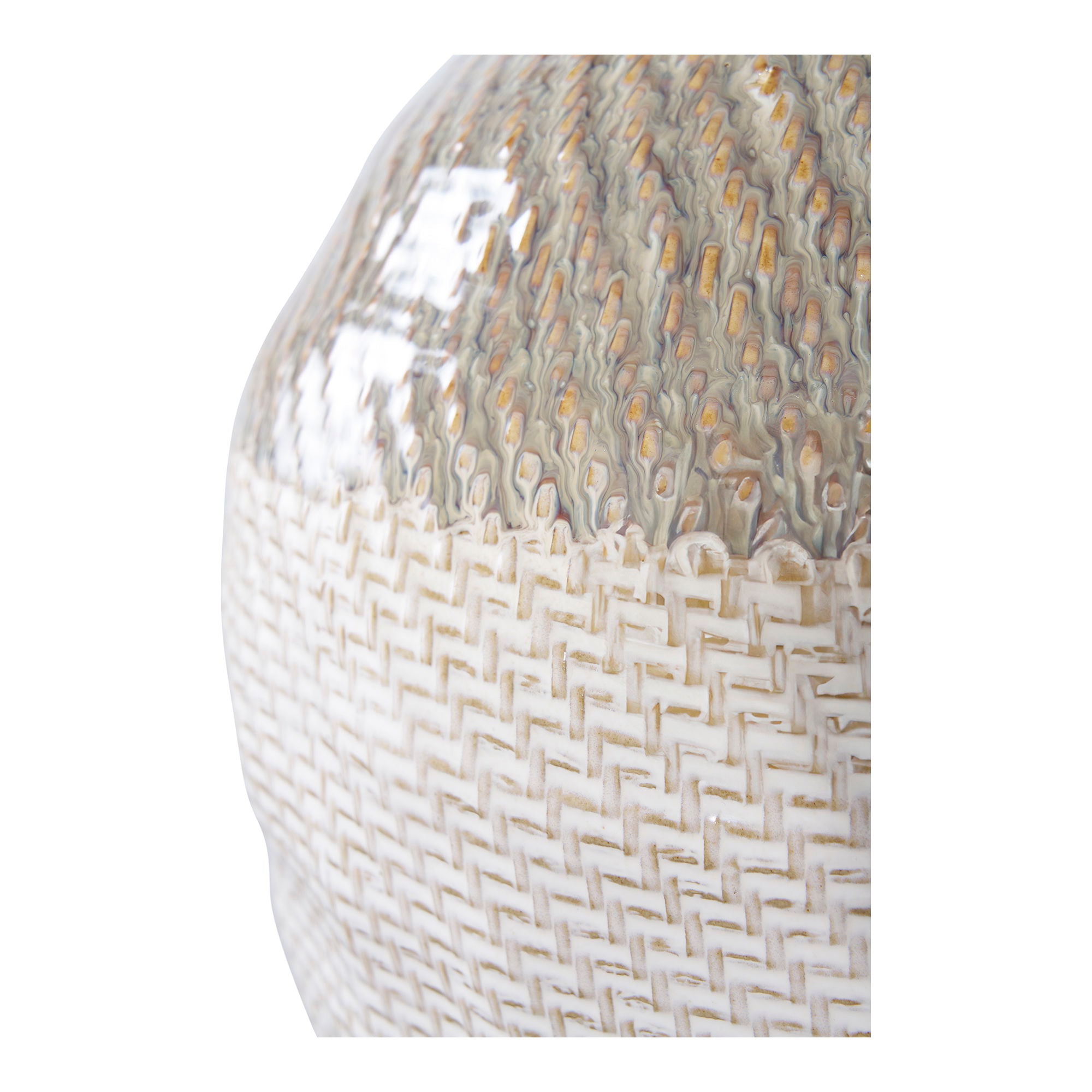 Keramische vaas in wit/groen ø26x30,5 cm