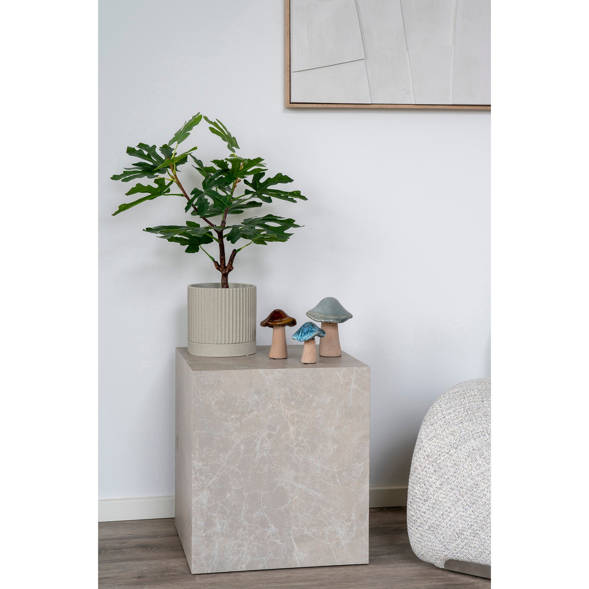 Koraalpaddenstoelen, keramiek, groen, bruin, blauw, set van 3