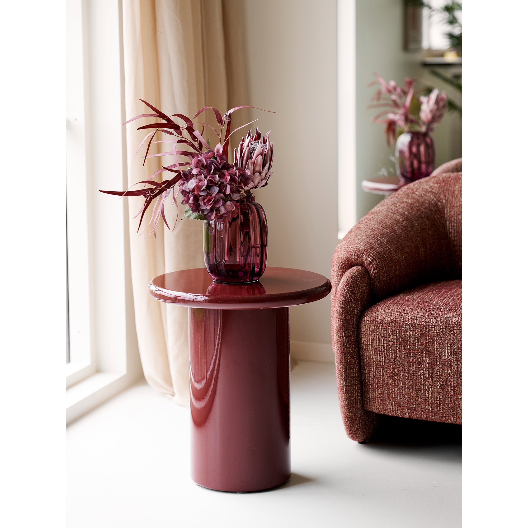 Geblazen vaas in Smoked red glas, ø17x21 cm