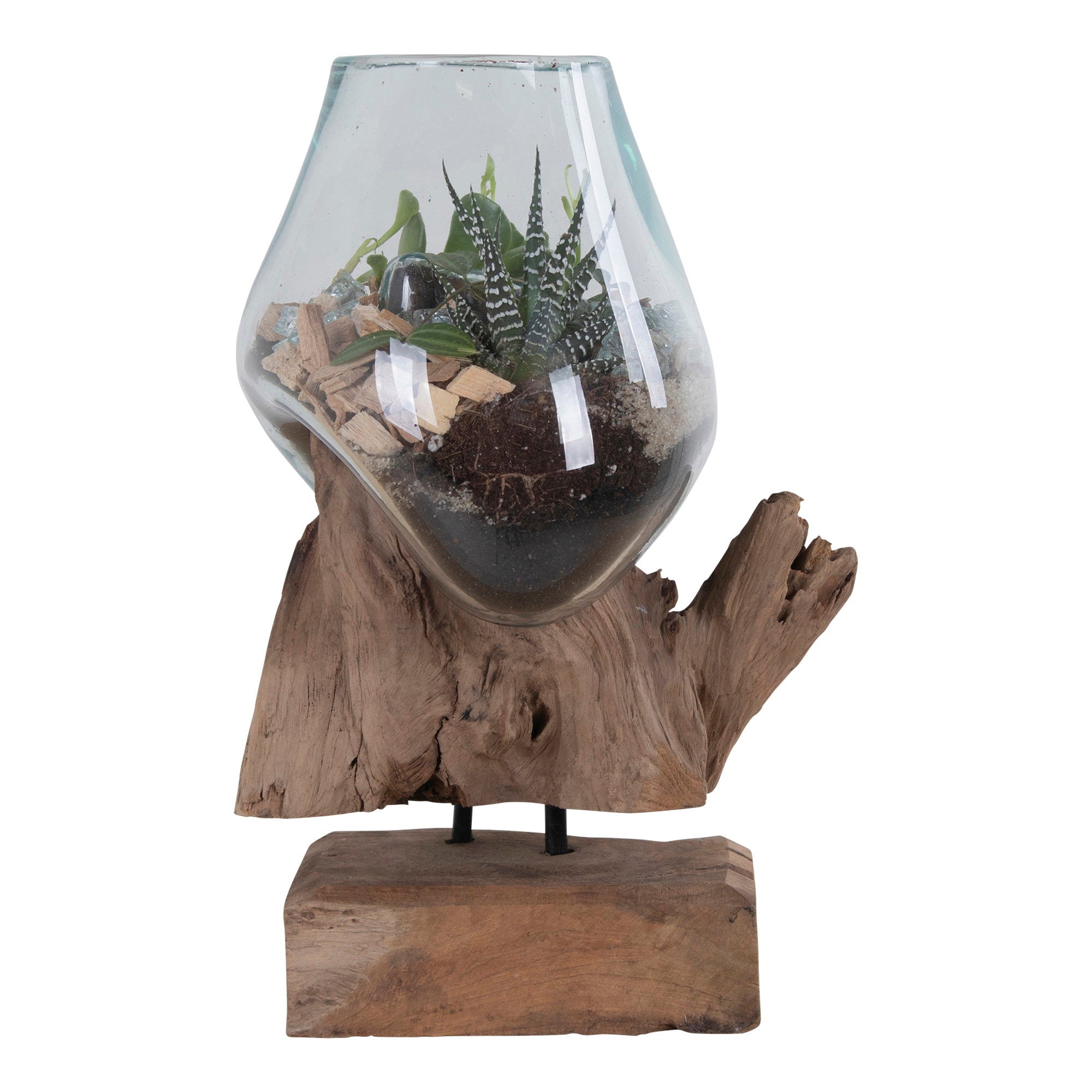 San Marino - Waterdruppel, teak/glas, naturel H:25 cm