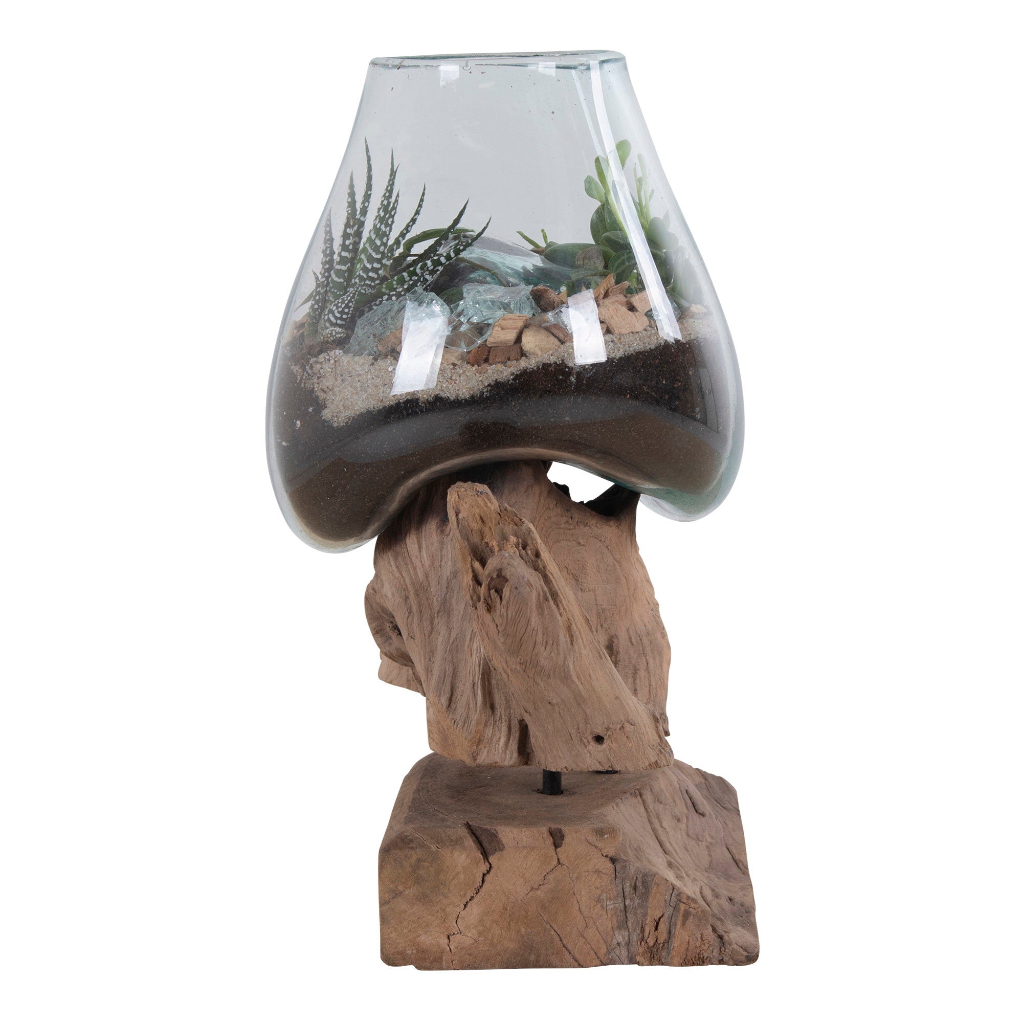 San Marino - Waterdruppel, teak/glas, naturel H:25 cm