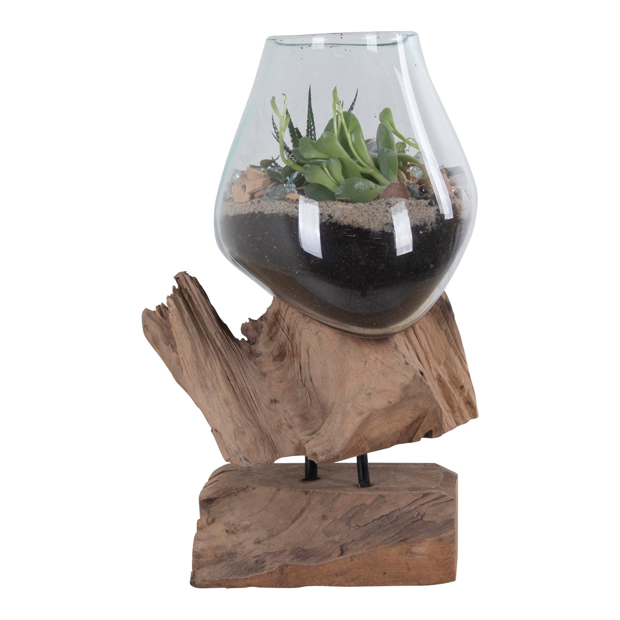 San Marino - Waterdruppel, teak/glas, naturel H:25 cm