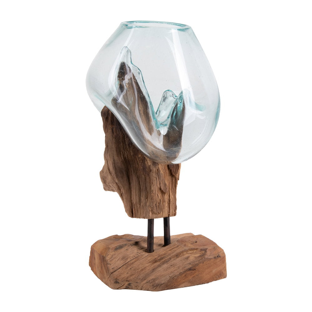 San Marino - Waterdruppel, teak/glas, naturel H:25 cm