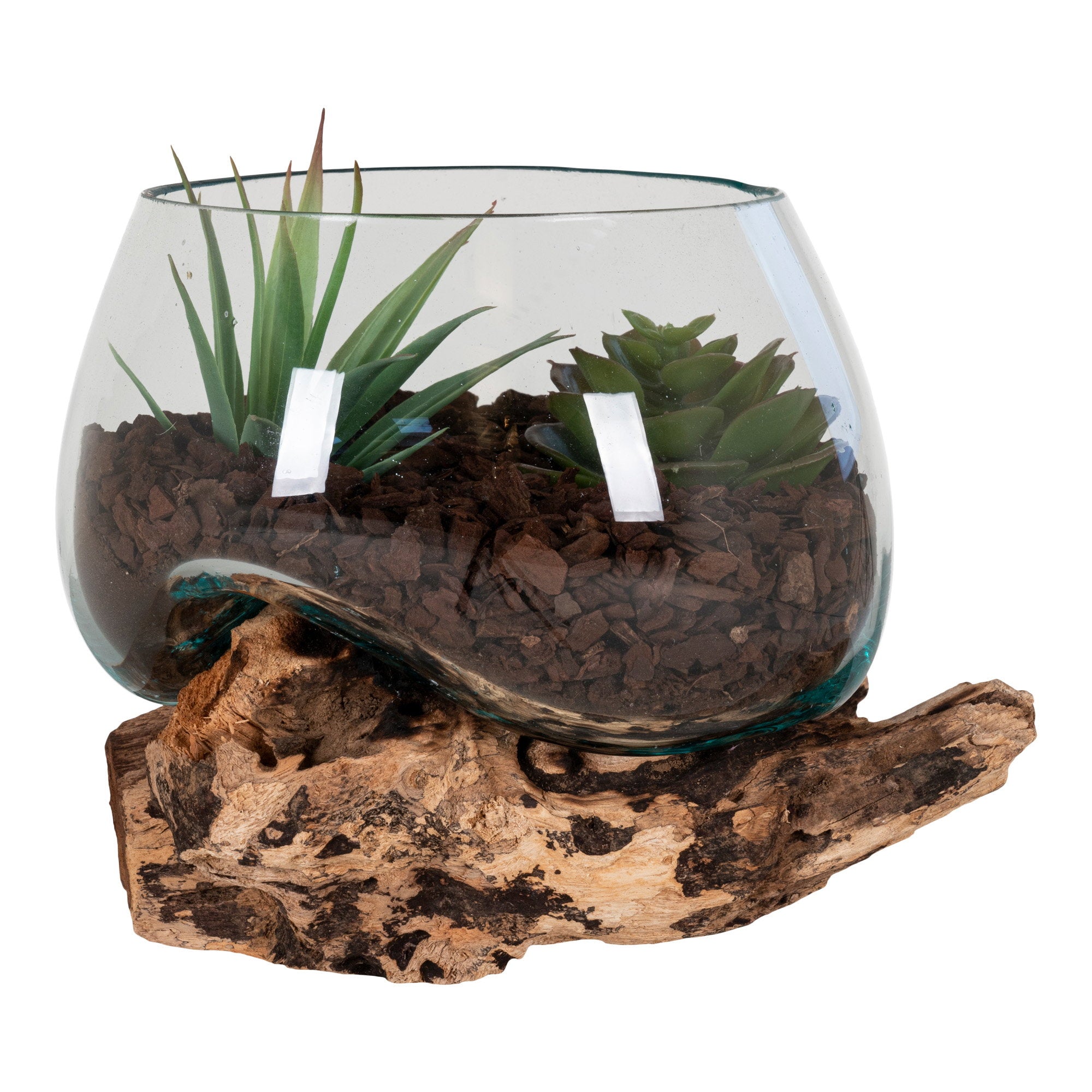 San Marino - Waterdruppel, teak/glas, naturel H:15 cm