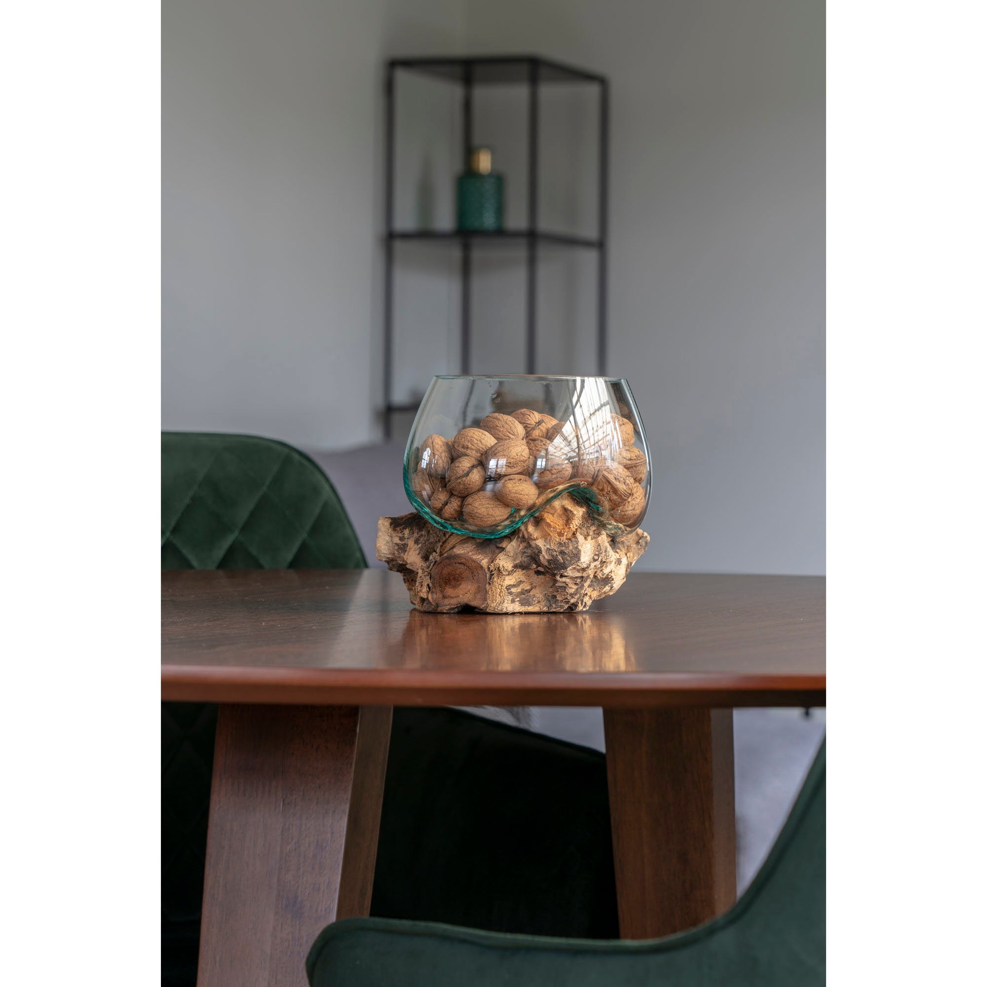 San Marino - Waterdruppel, teak/glas, naturel H:15 cm