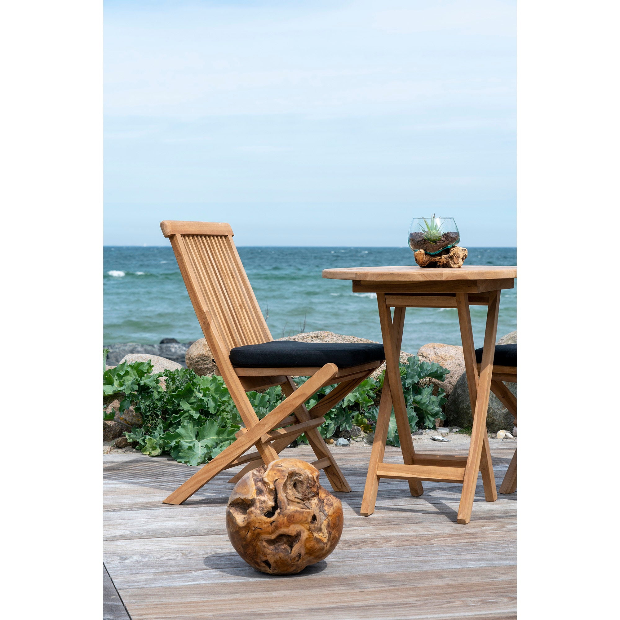 San Marino - Waterdruppel, teak/glas, naturel H:15 cm