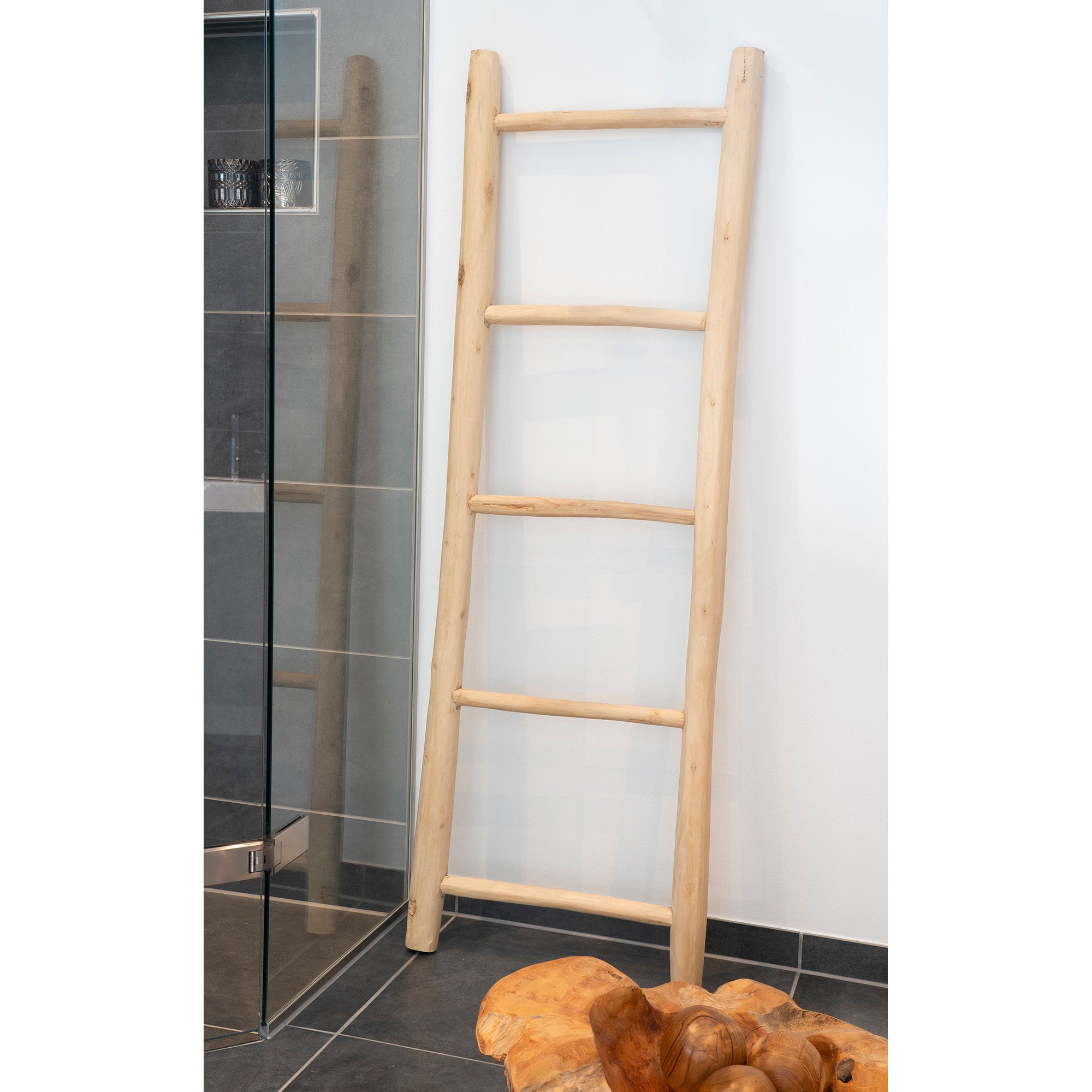 Decoratieve ladder, teak, naturel 50x150 cm