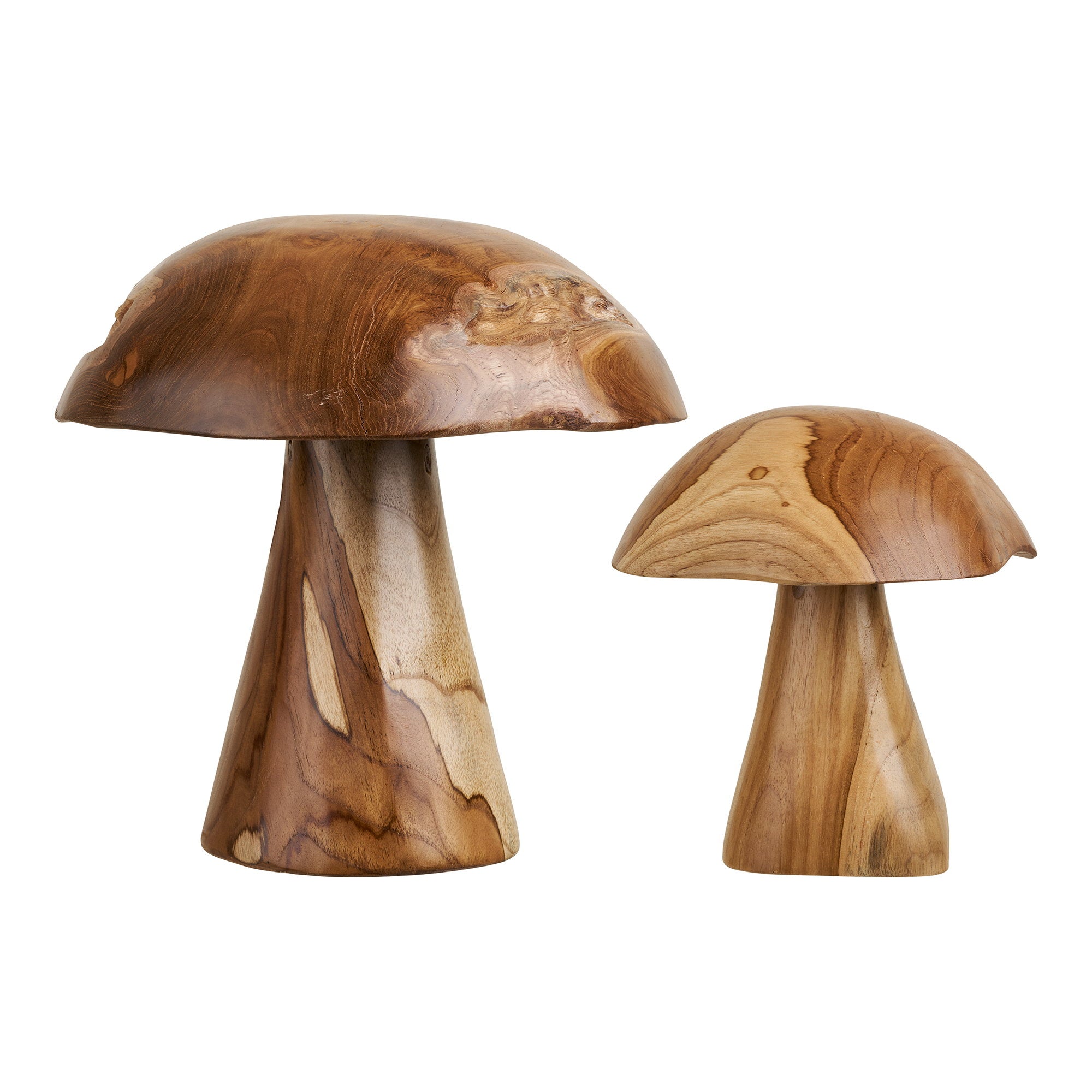 Kodi Decoratieve paddenstoelen, teak, naturel, set van 2