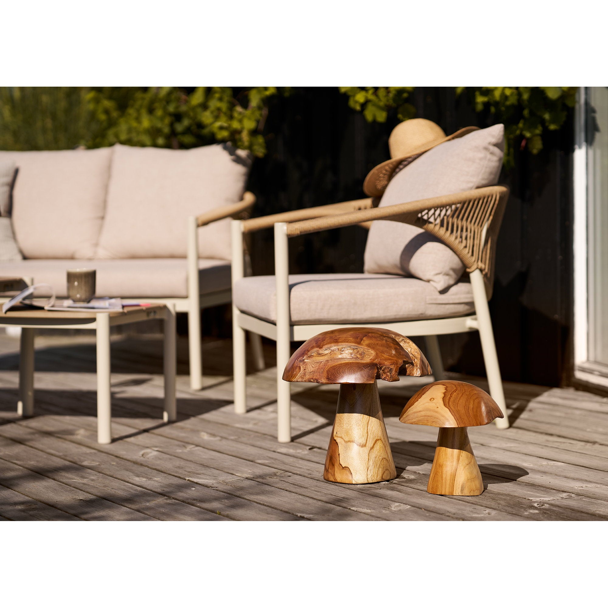 Kodi Decoratieve paddenstoelen, teak, naturel, set van 2
