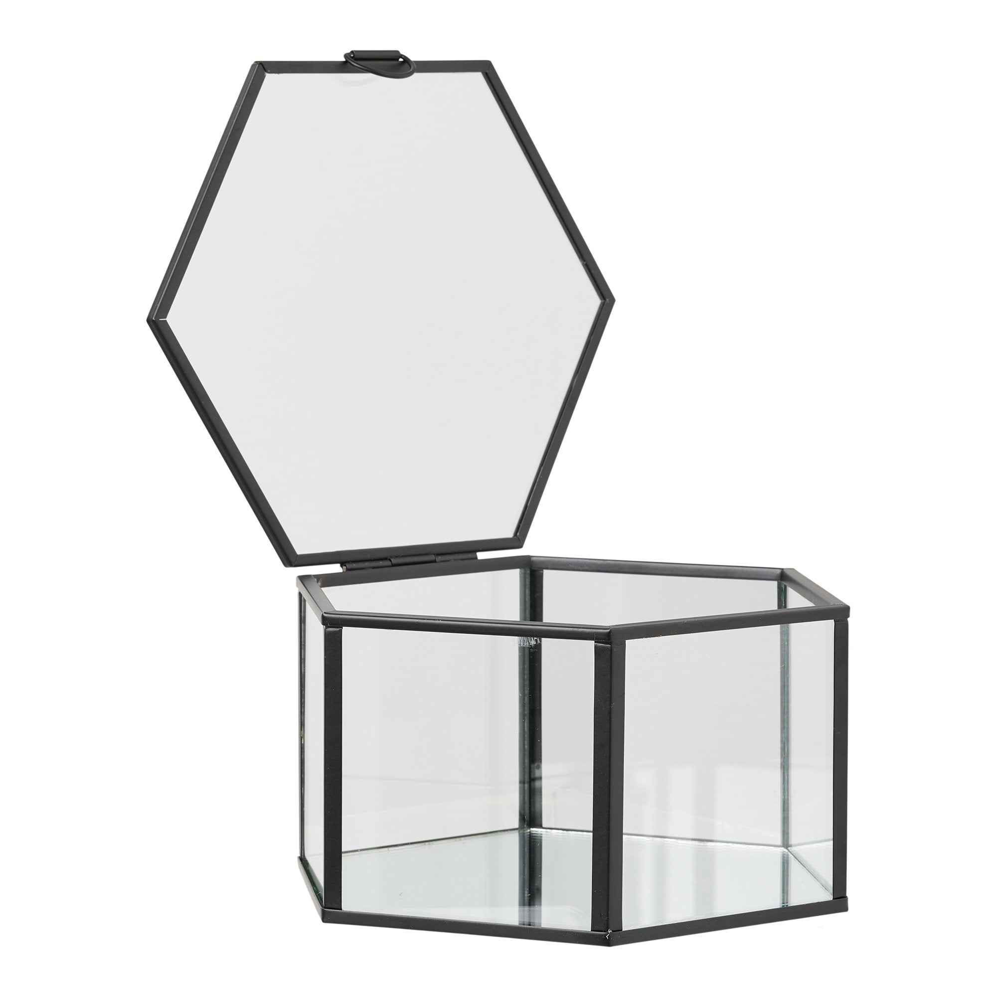 Torpe Box - Doos, glas/metaal, transparant/zwart, set van 2