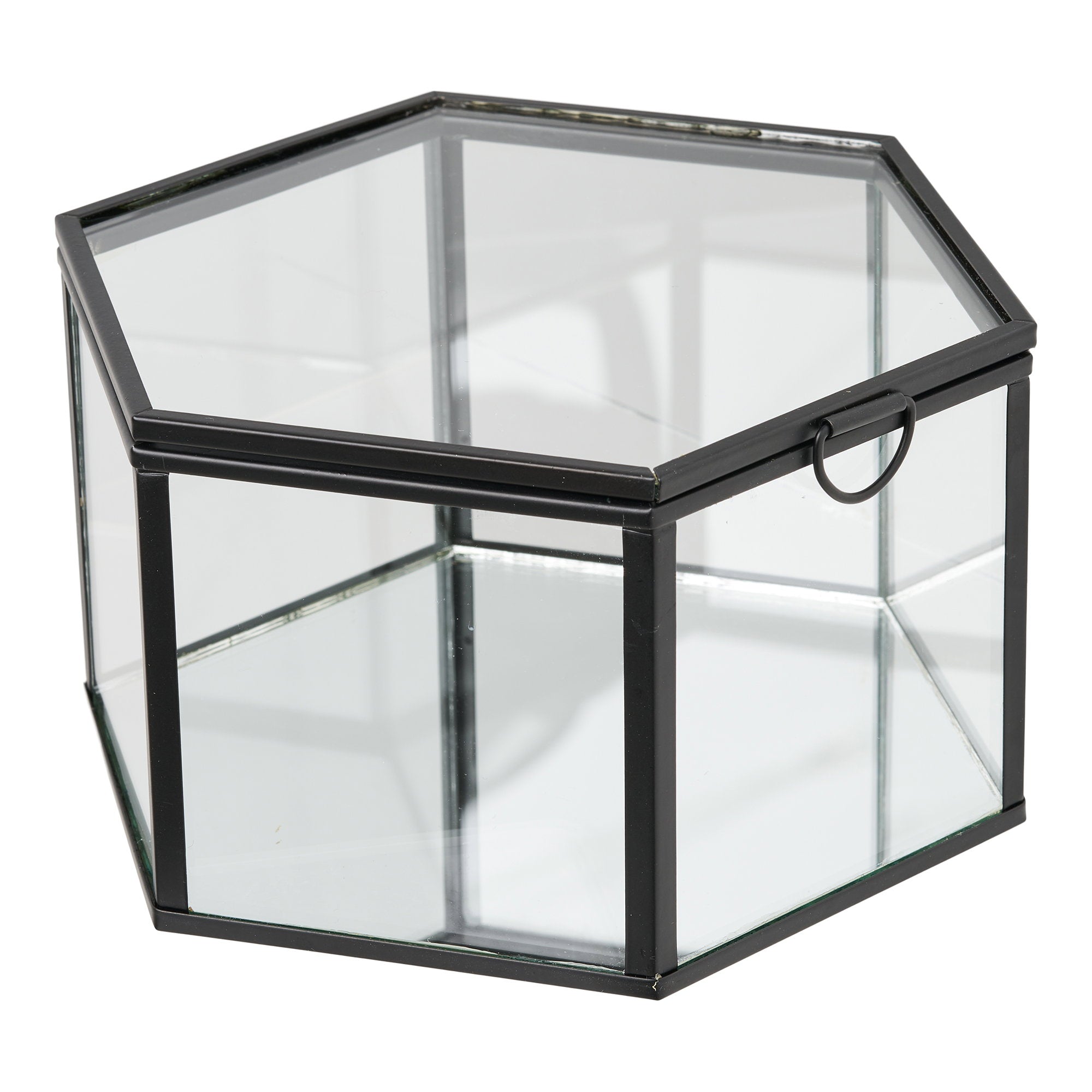 Torpe Box - Doos, glas/metaal, transparant/zwart, set van 2