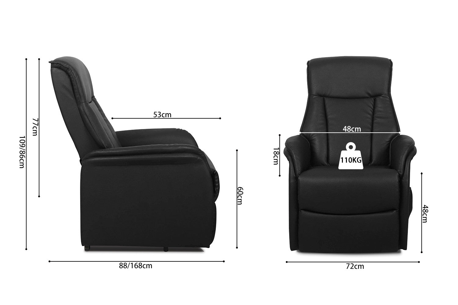 Electrische Relax met lift 'Miami' PU Zwart