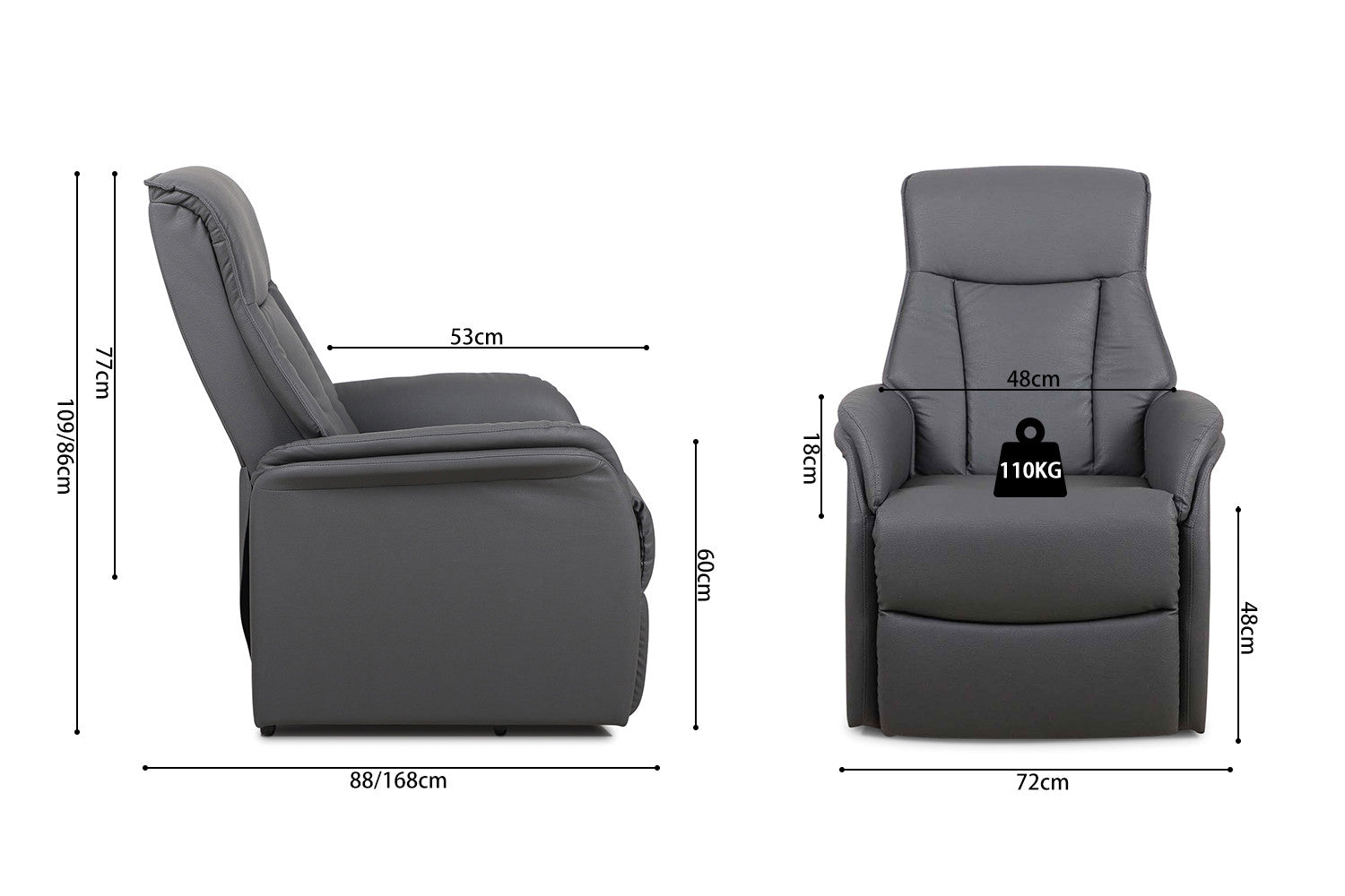 Electrische Relax met lift 'Miami' PU Grijs