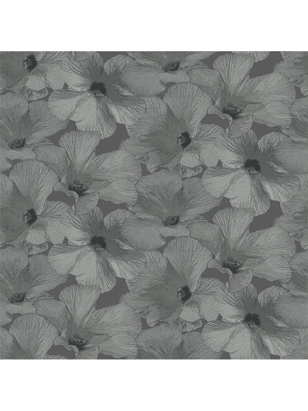 Behang Annuell Hibiscus grijs