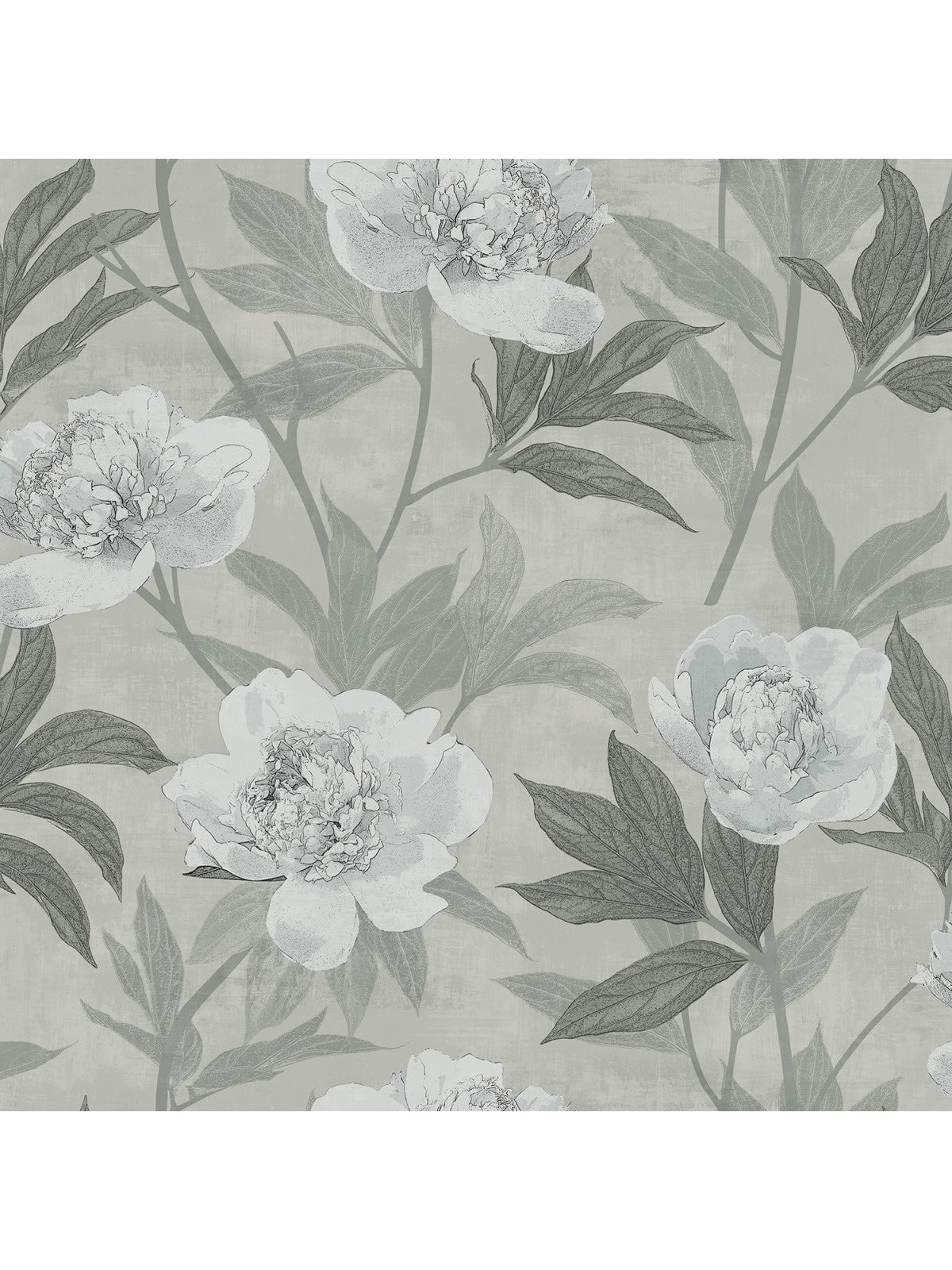 Behang Solitar peony dark grey