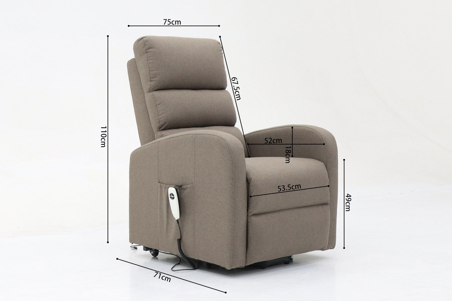 Electrische relax met lift 'Bruges' Stof Taupe