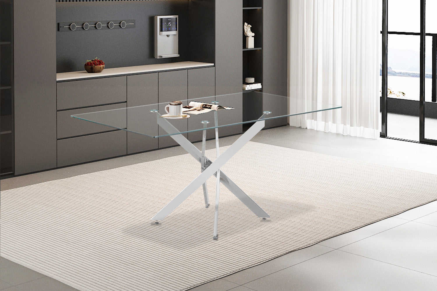 Tafel 'Lasi' 160 cm Glas, Poten Chroom